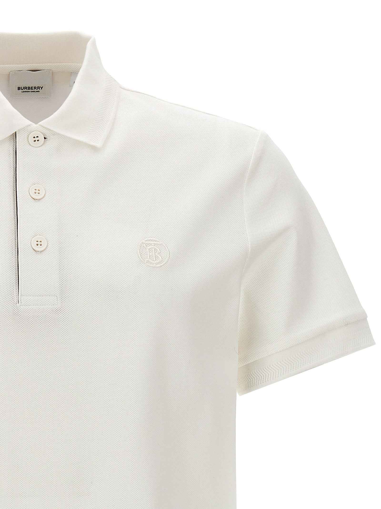 Burberry White Cotton Polo Shirt