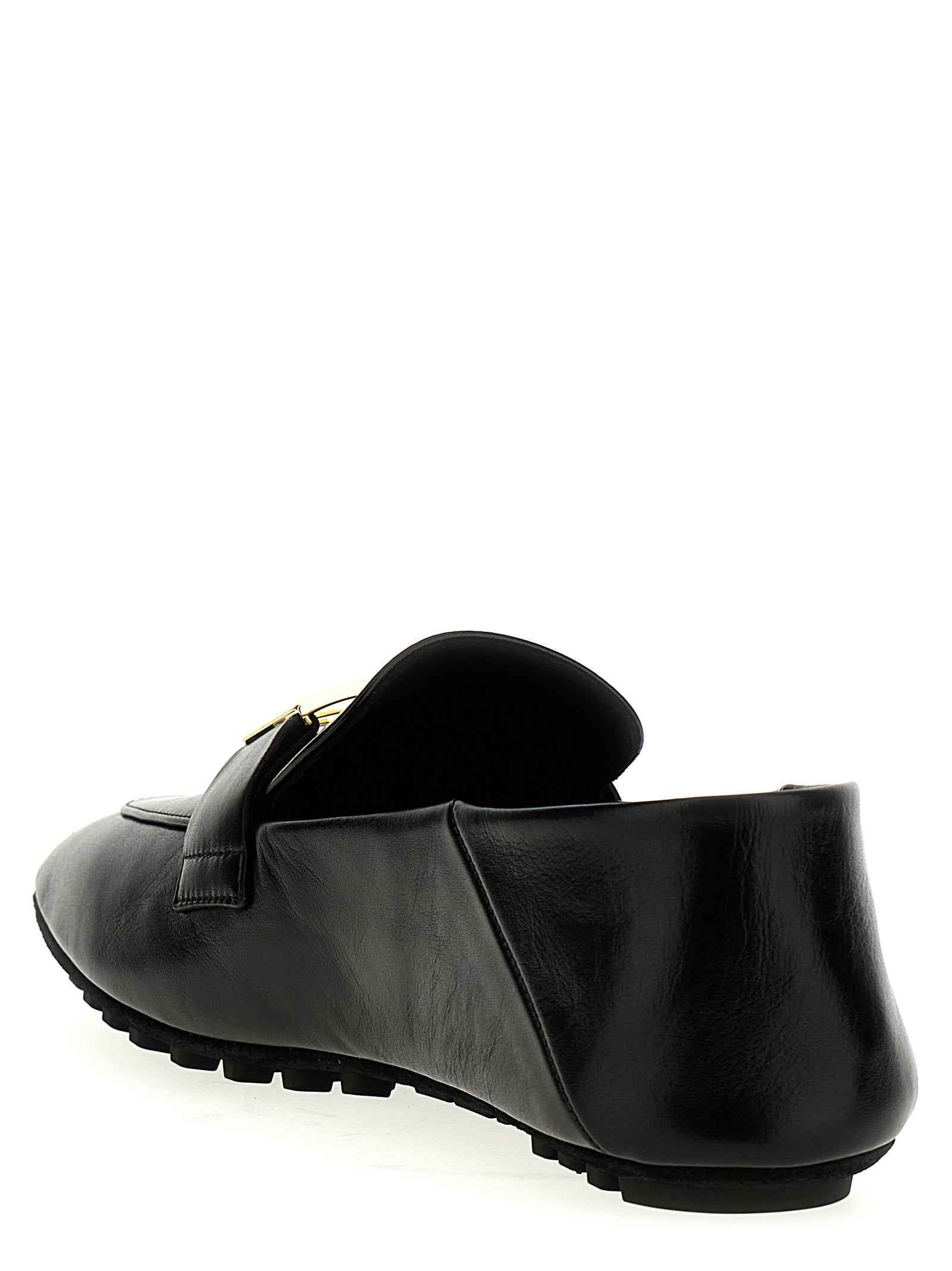 Fendi Black Lamb Leather Slip-On Loafers