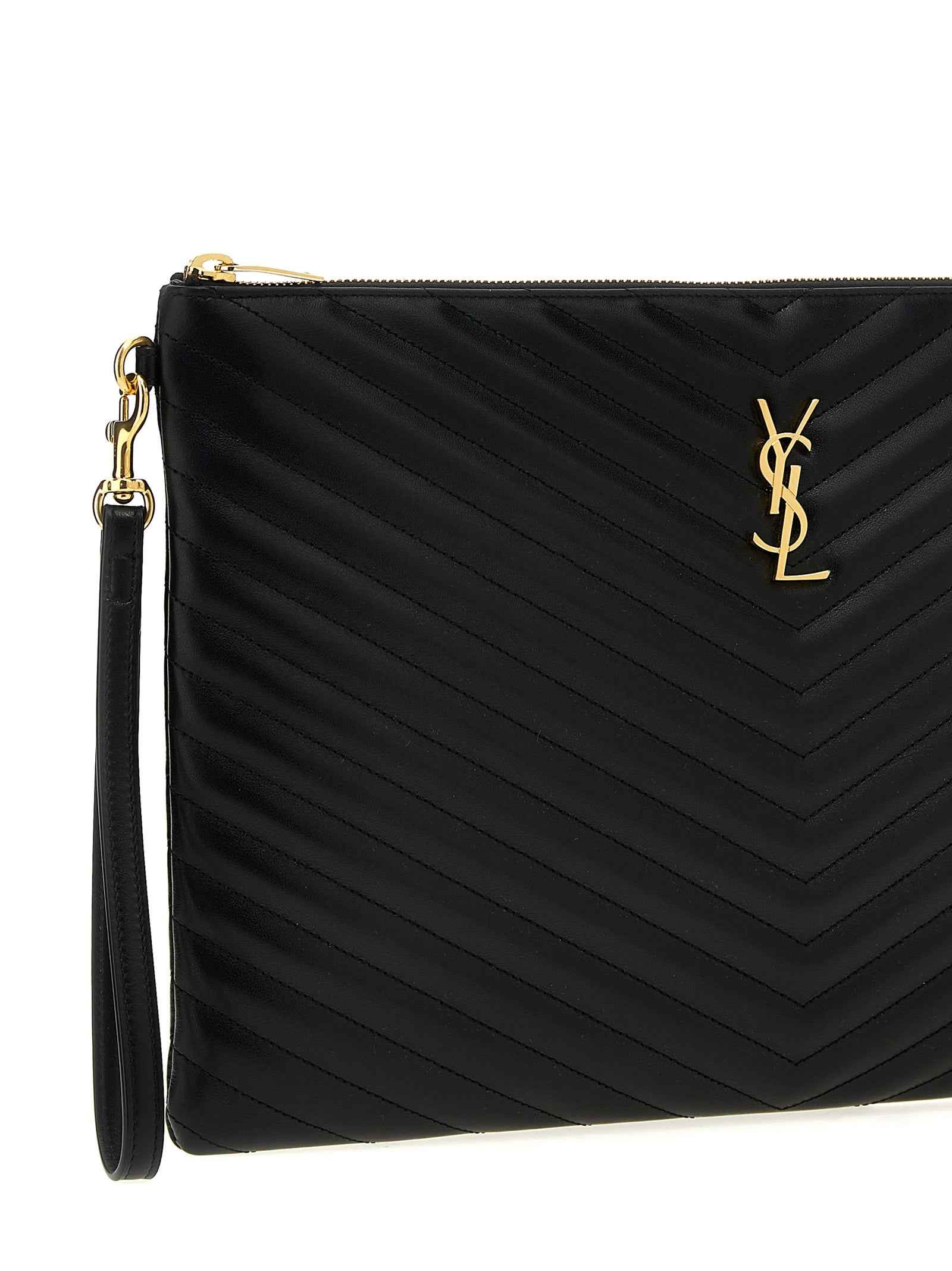 Saint Laurent Black Calfskin Clutch Bag