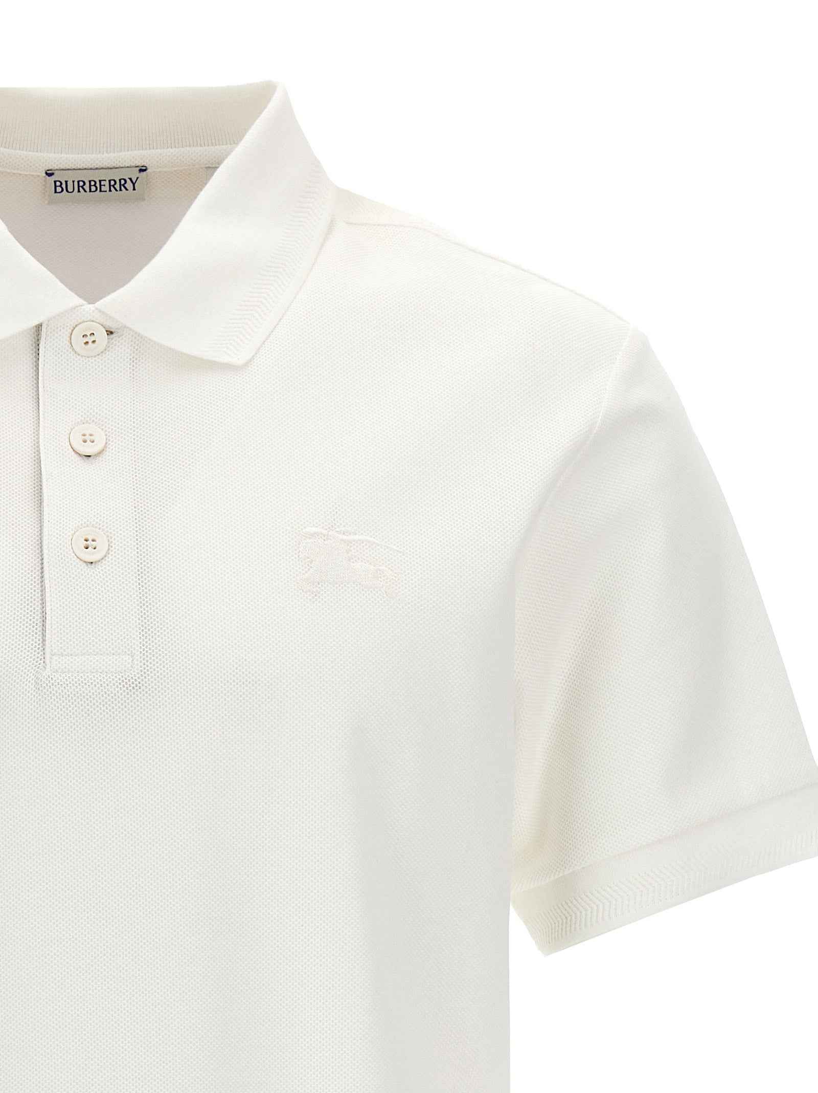 Burberry White Cotton Polo Shirt