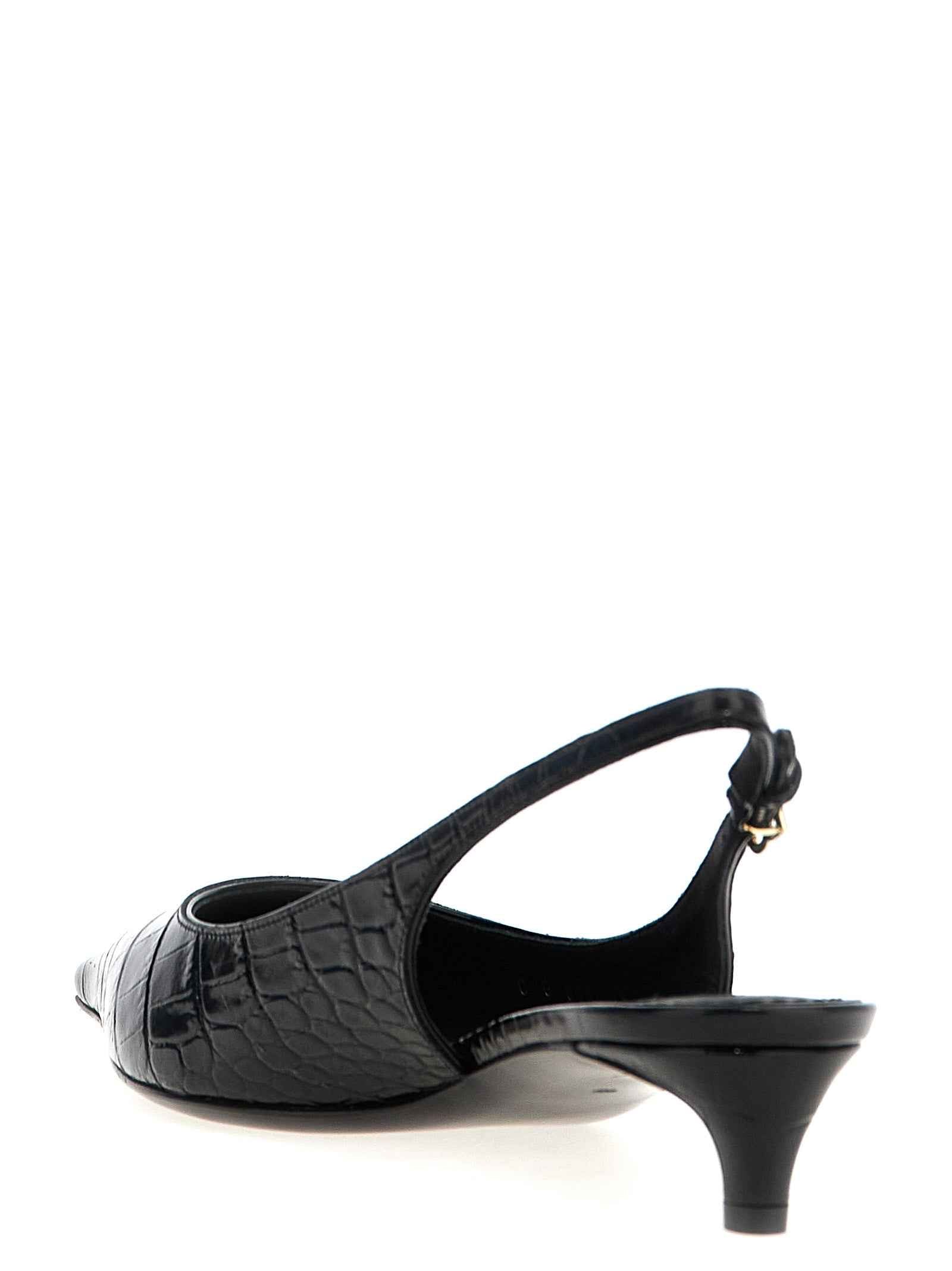 Dolce & Gabbana Black Calfskin Mid Heel Pumps