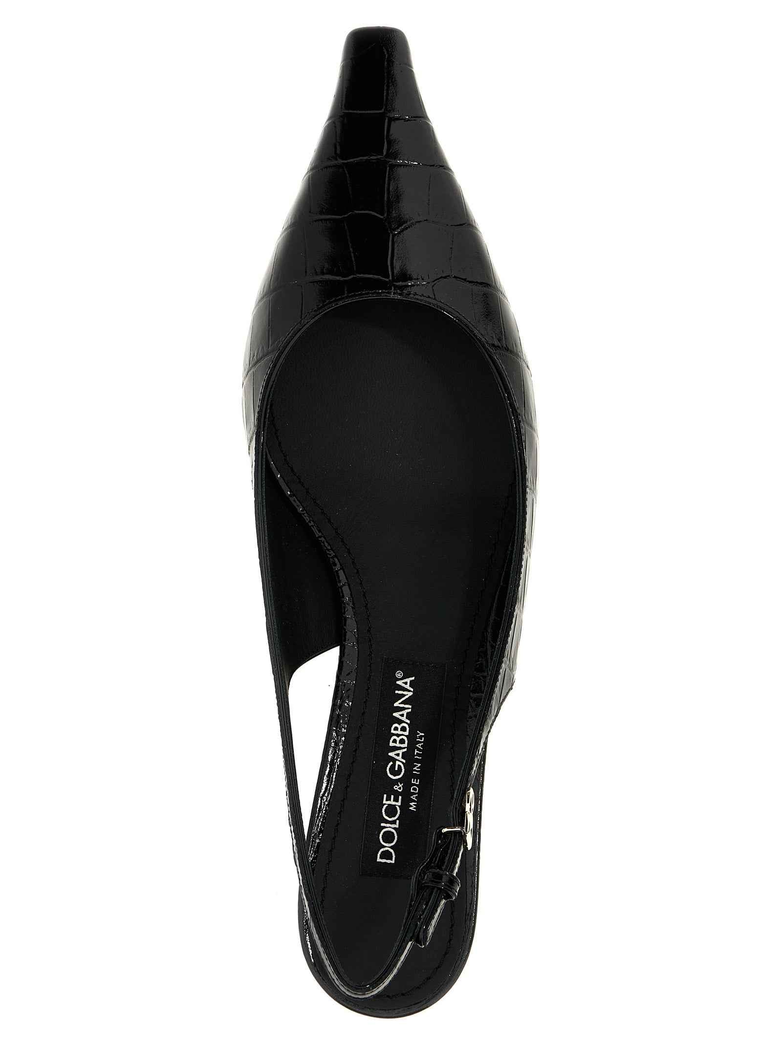 Dolce & Gabbana Black Calfskin Mid Heel Pumps