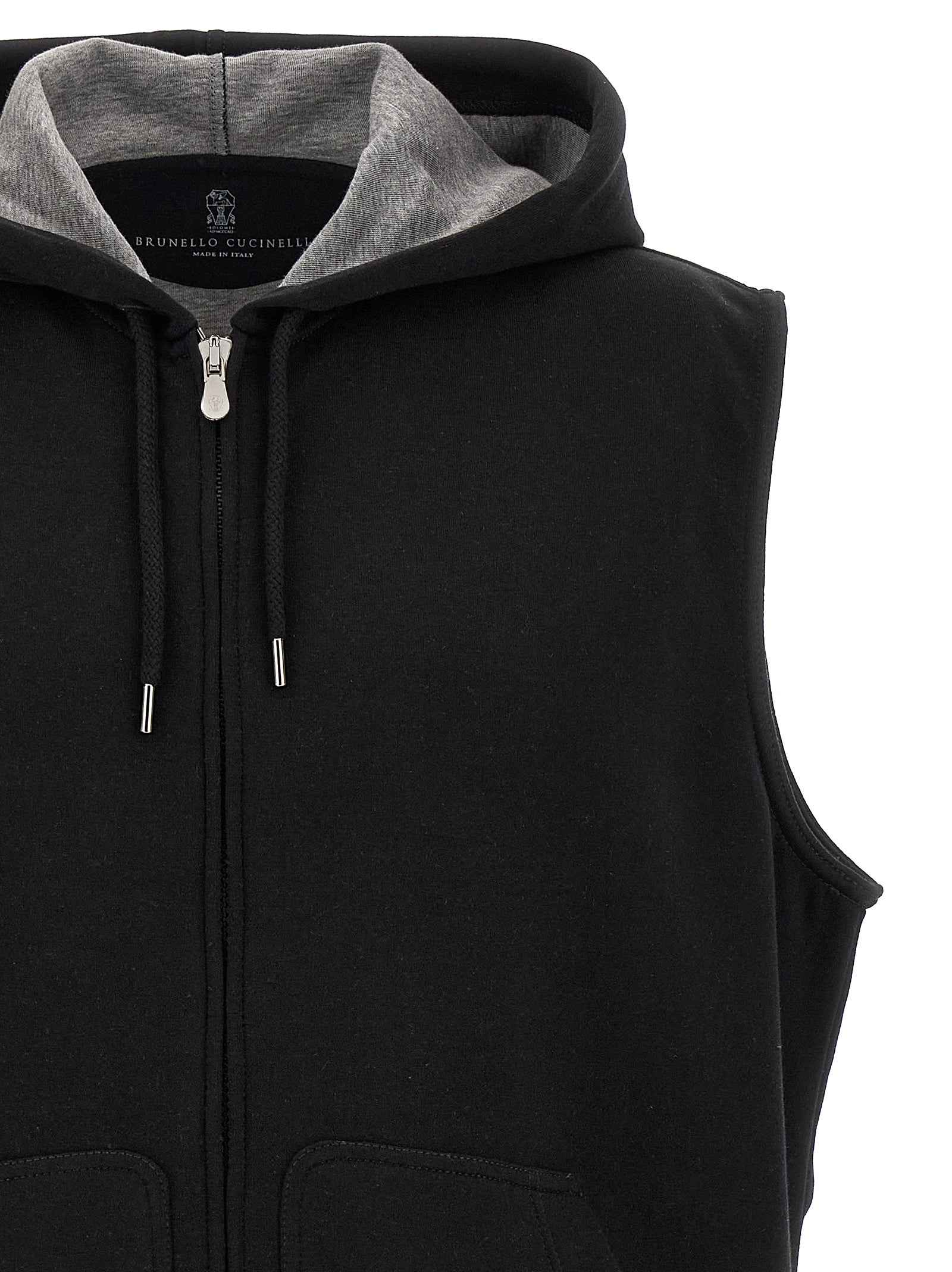 Brunello Cucinelli Black Cotton Sleeveless Jacket