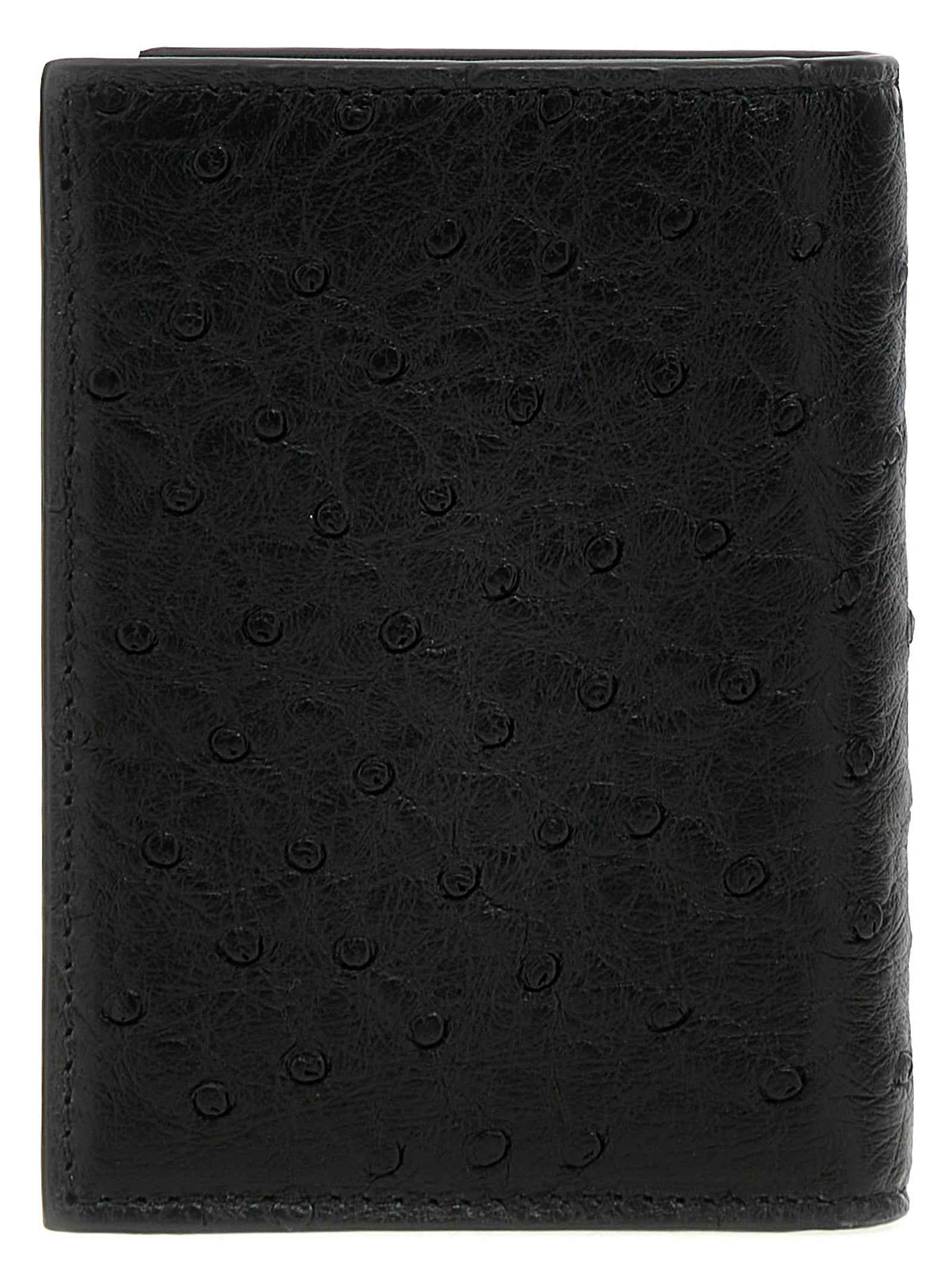 Valentino Garavani Black Ostrich Skin Cardholder