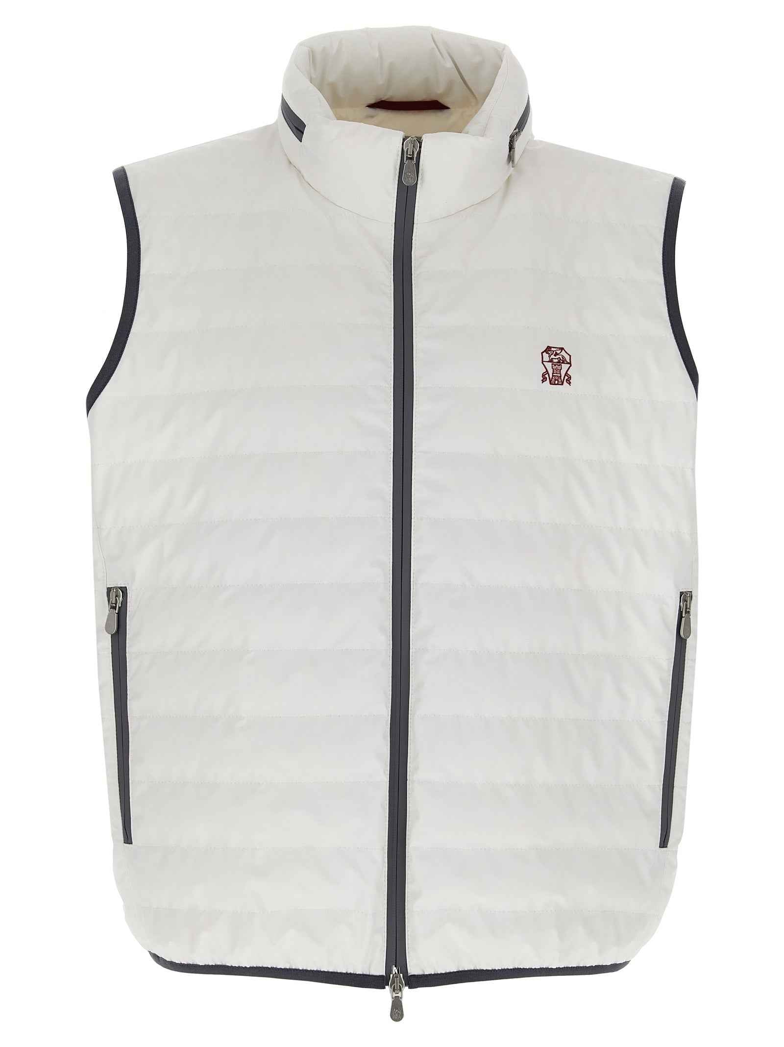 Brunello Cucinelli White Polyamide Sleeveless Jacket
