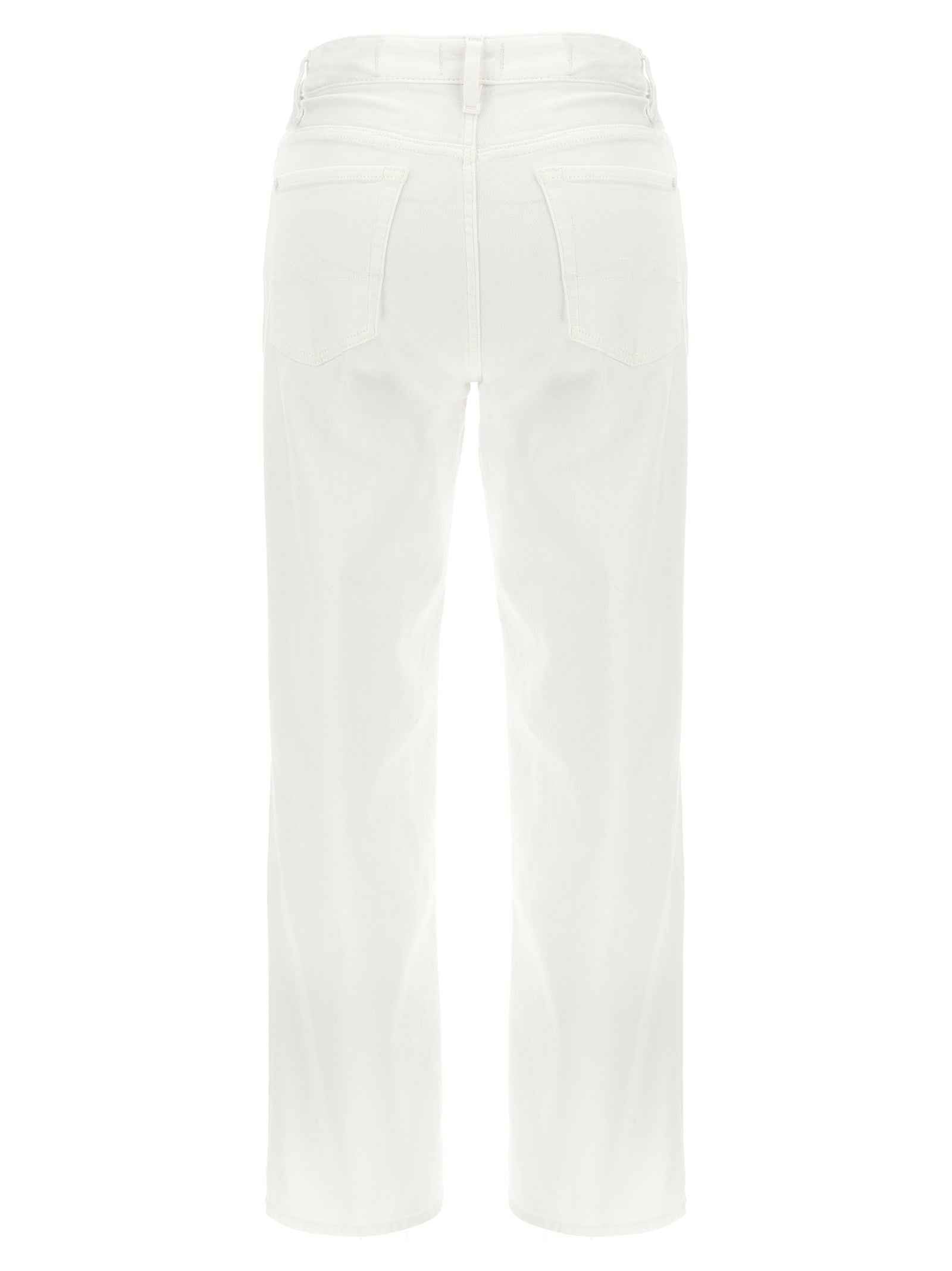 7 For All Mankind White Cotton High-Waisted Jean