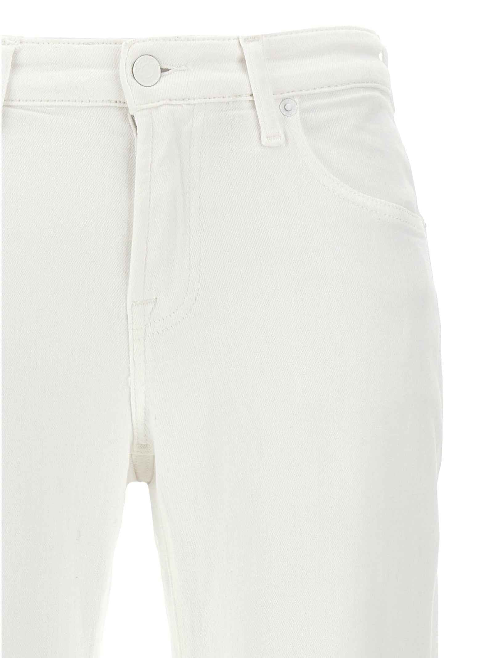 7 For All Mankind White Cotton High-Waisted Jean