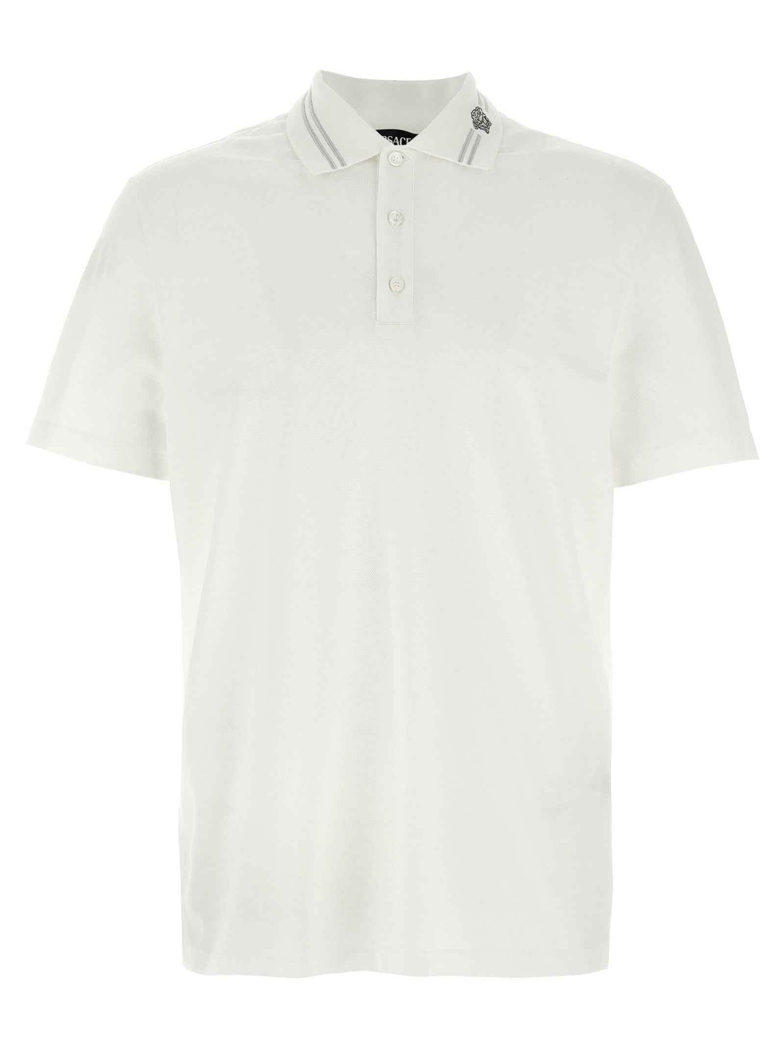 Versace White Cotton Polo Shirt