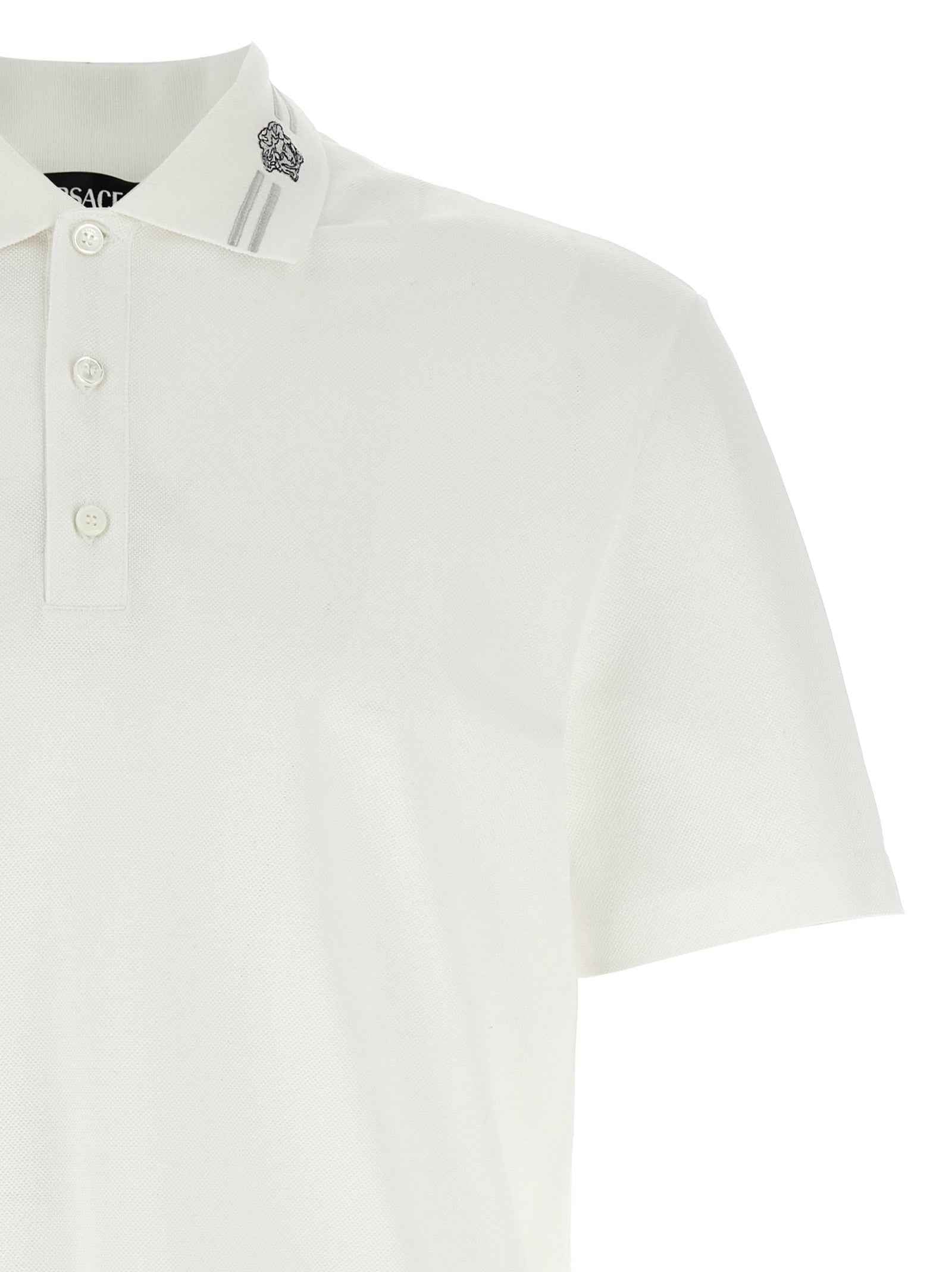 Versace White Cotton Polo Shirt