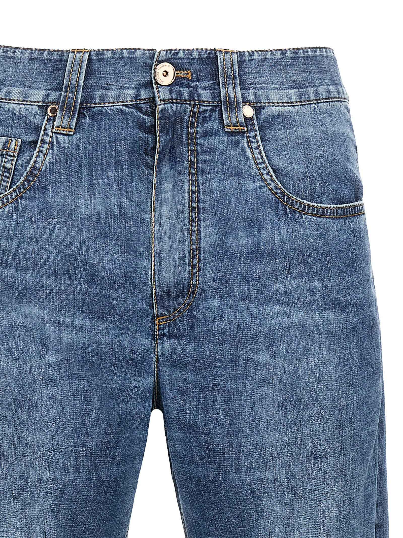 Brunello Cucinelli Blue Cotton Straight-Leg Jeans