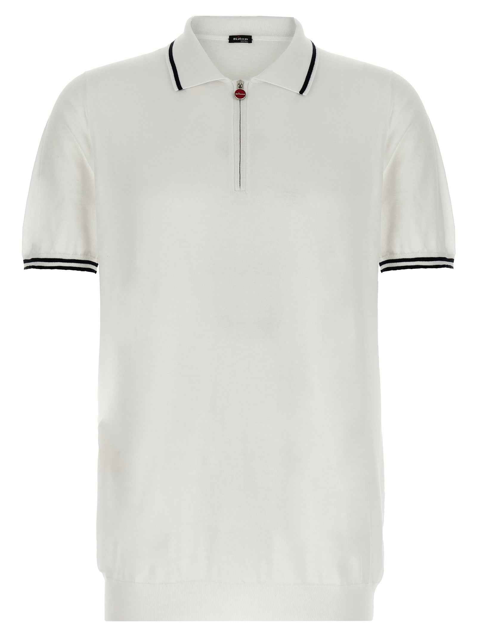 Kiton White Cotton Polo Shirt