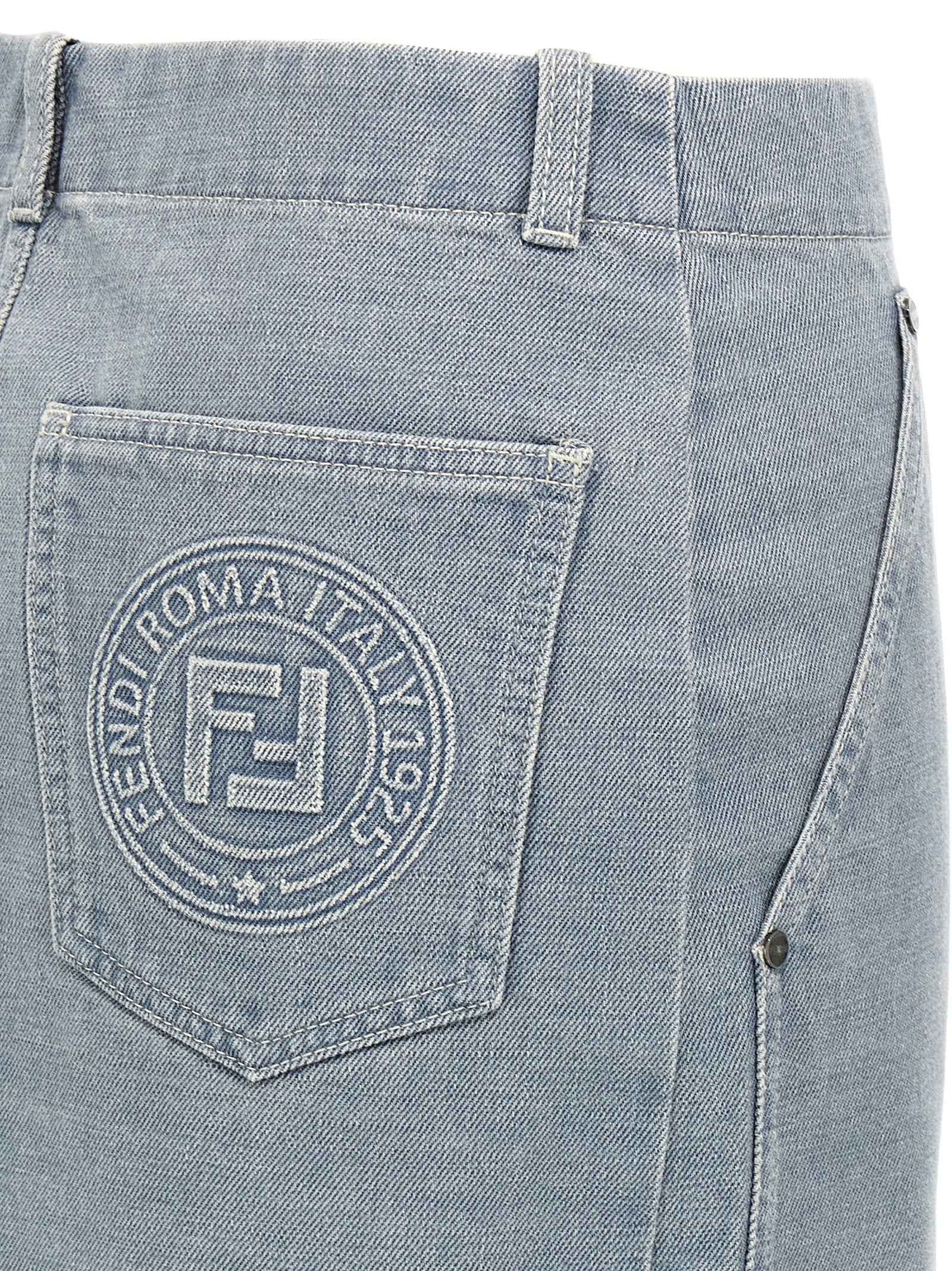 Fendi Gray Cotton Long Skirt