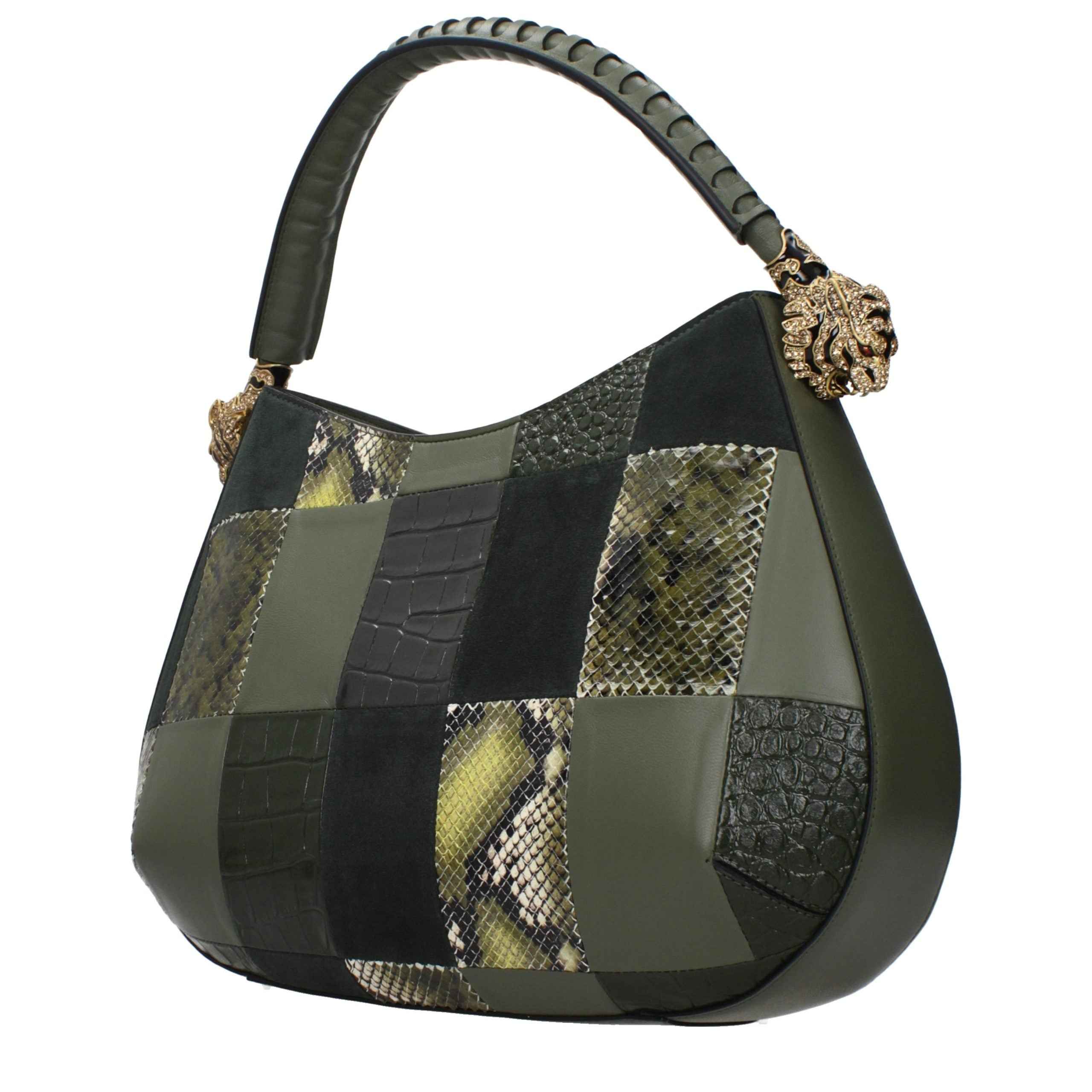 Roberto Cavalli Green Leather Handbag