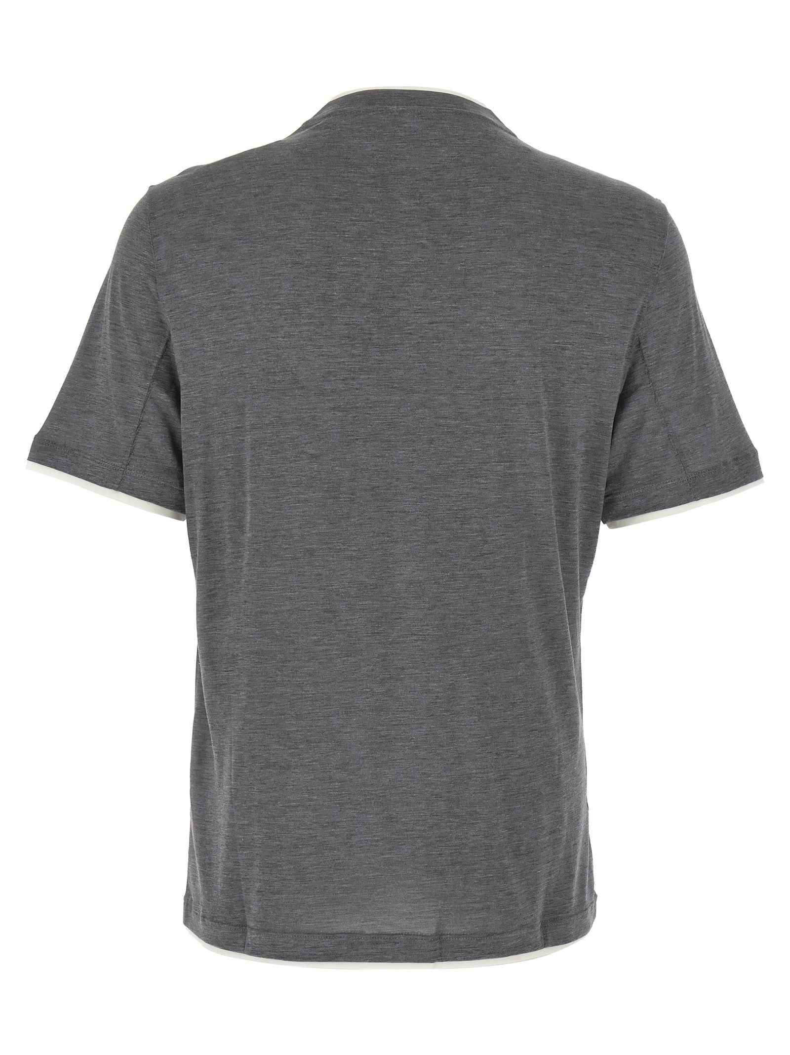 Brunello Cucinelli Gray Silk T-Shirt