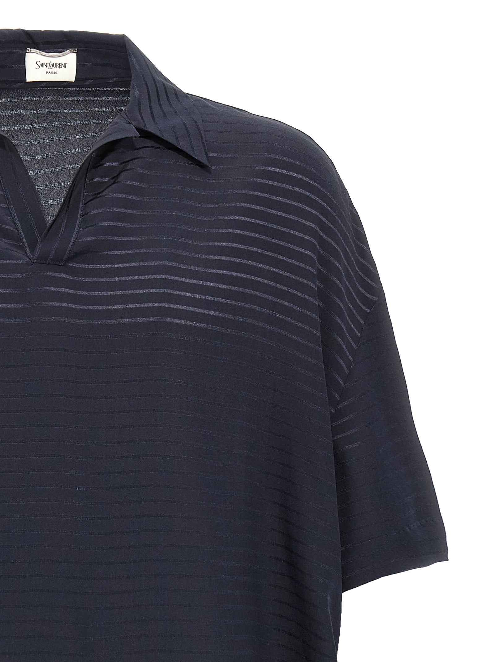 Saint Laurent Blue Silk Polo Shirt