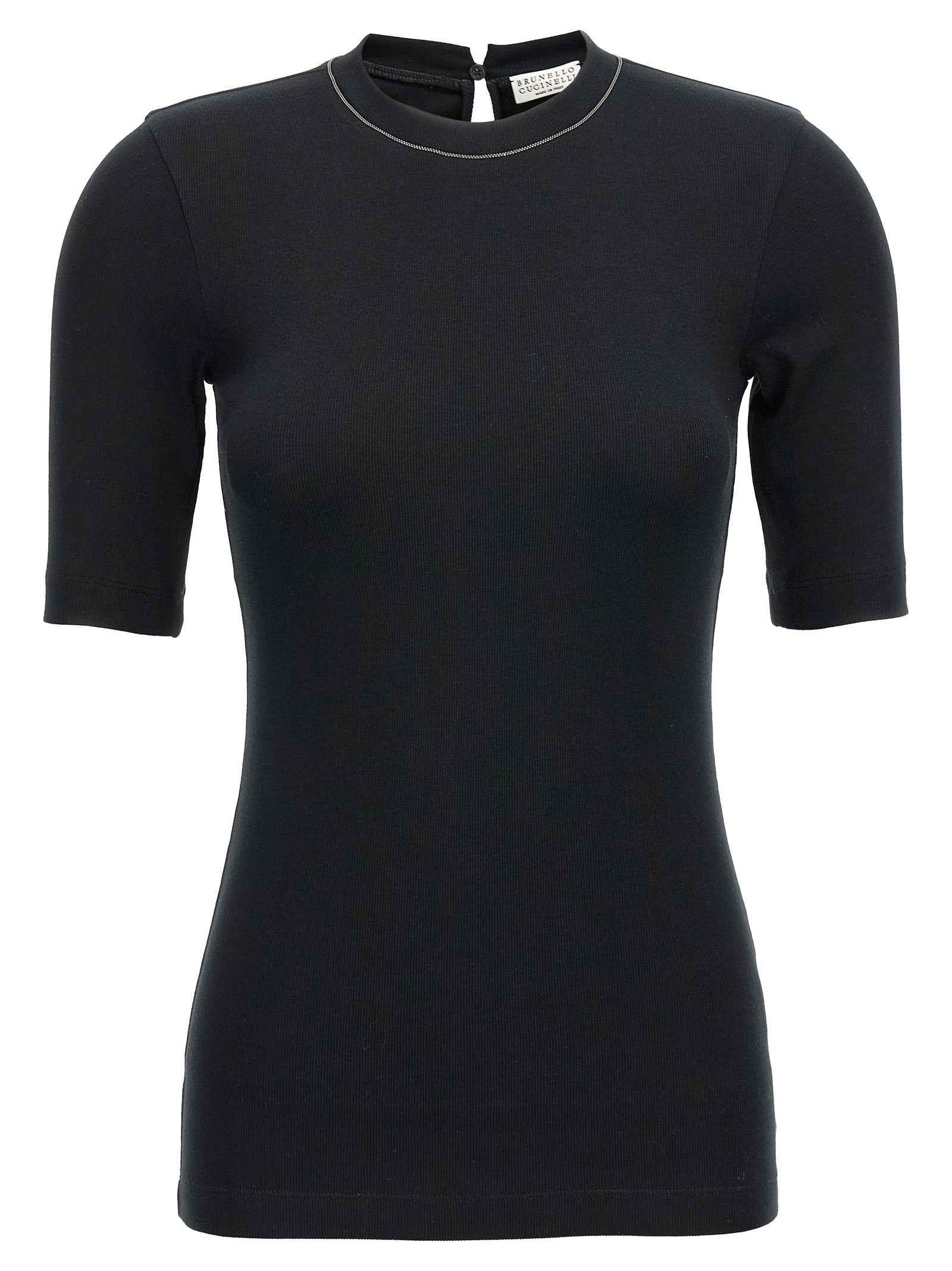 Brunello Cucinelli Black Cotton T-Shirt