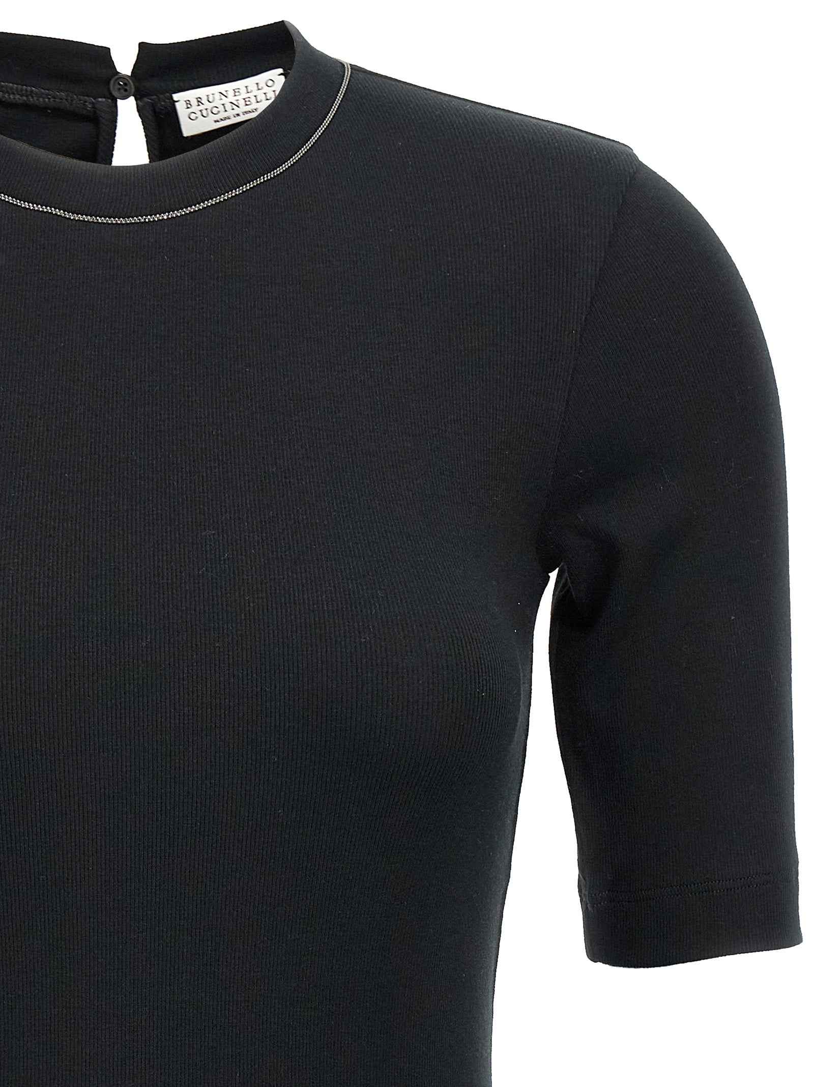 Brunello Cucinelli Black Cotton T-Shirt