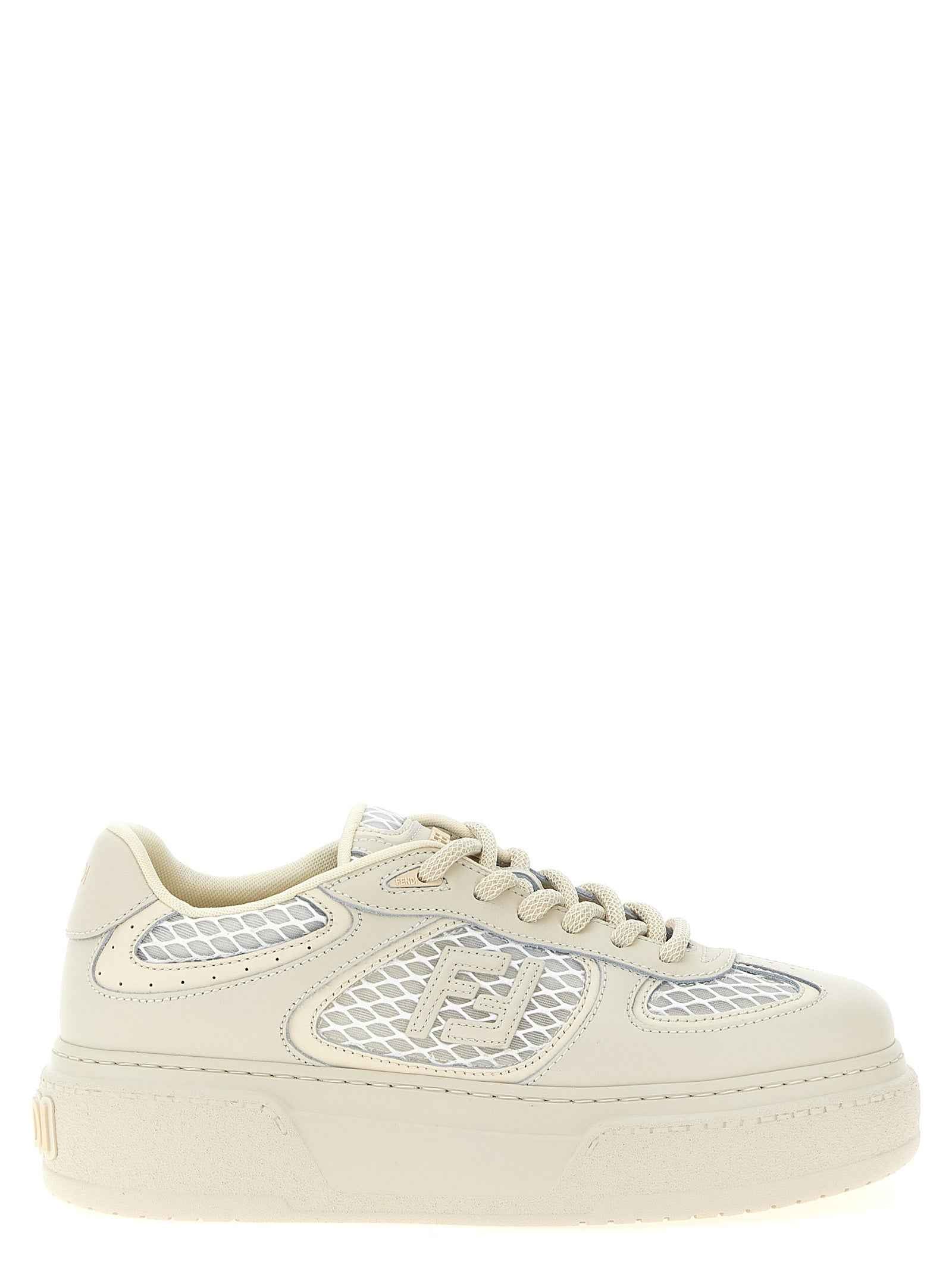 Fendi Beige Calfskin Platform Sneakers