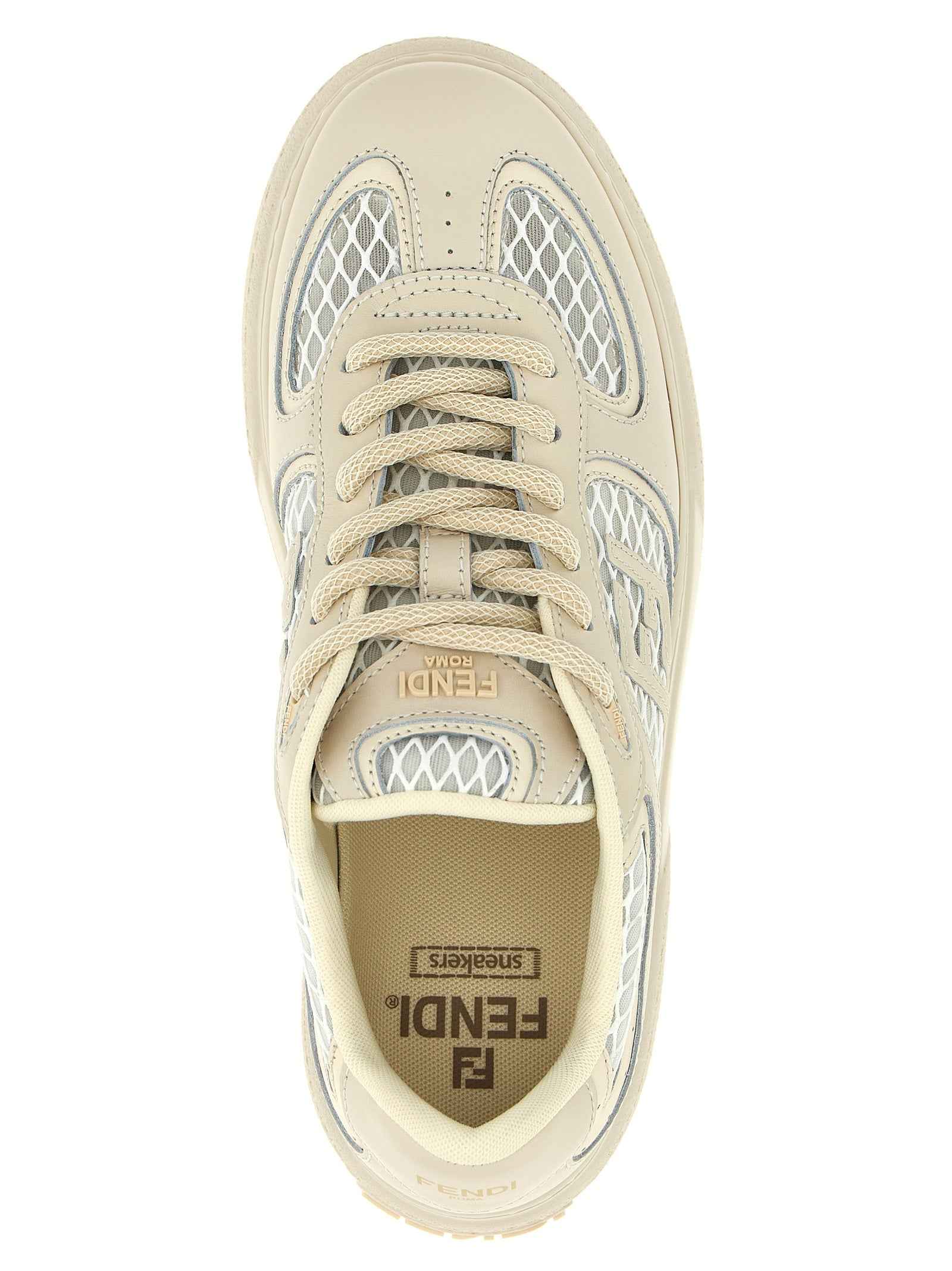 Fendi Beige Calfskin Platform Sneakers