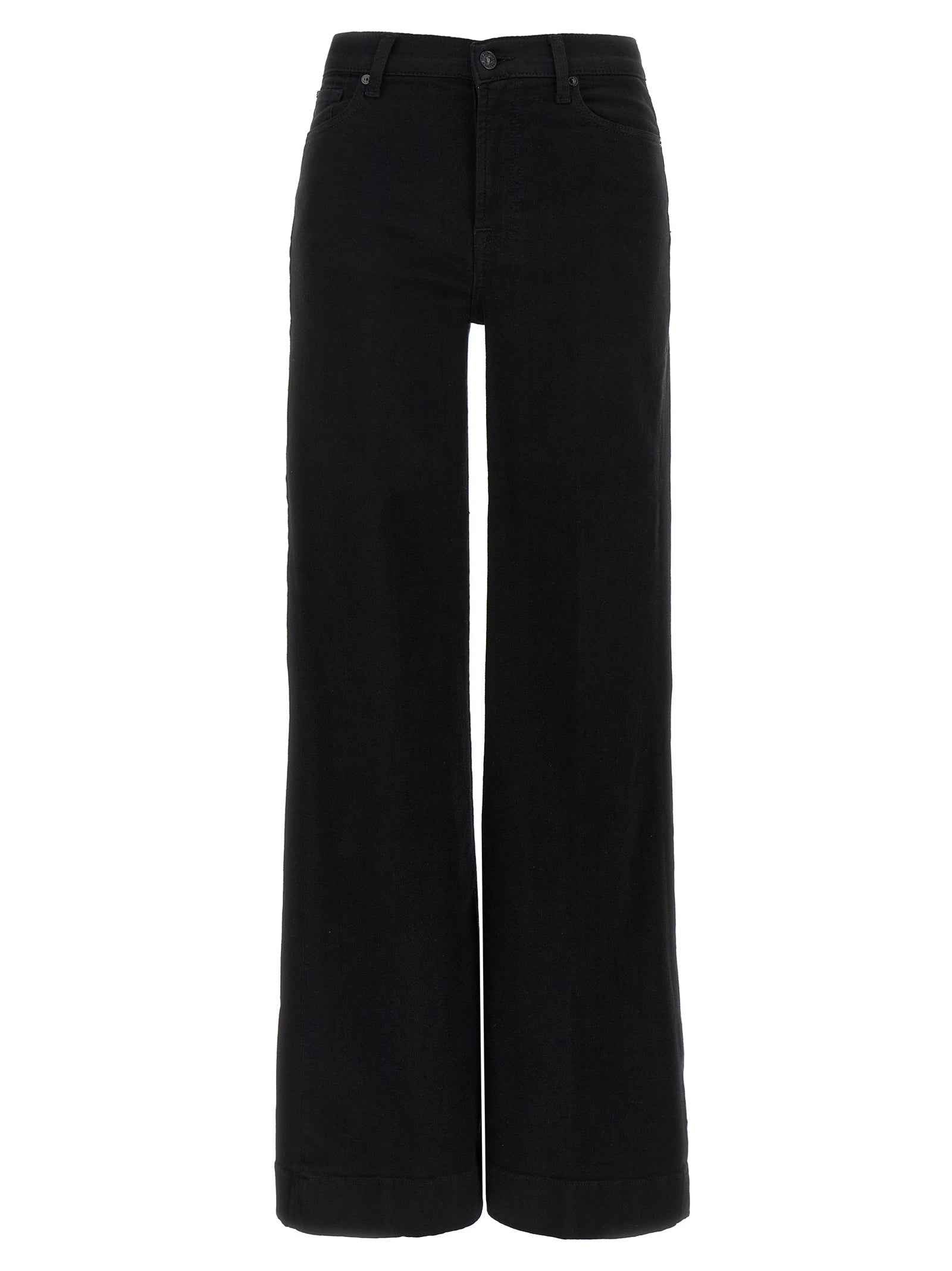7 For All Mankind Black Cotton Flared Jeans