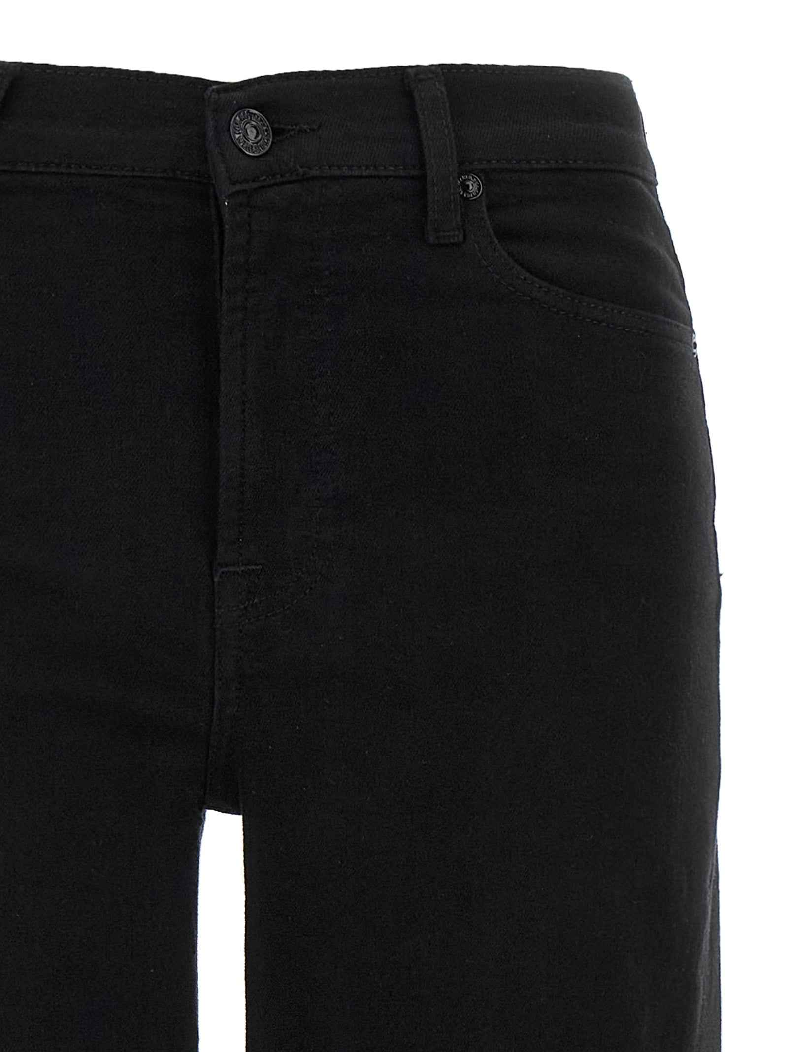 7 For All Mankind Black Cotton Flared Jeans
