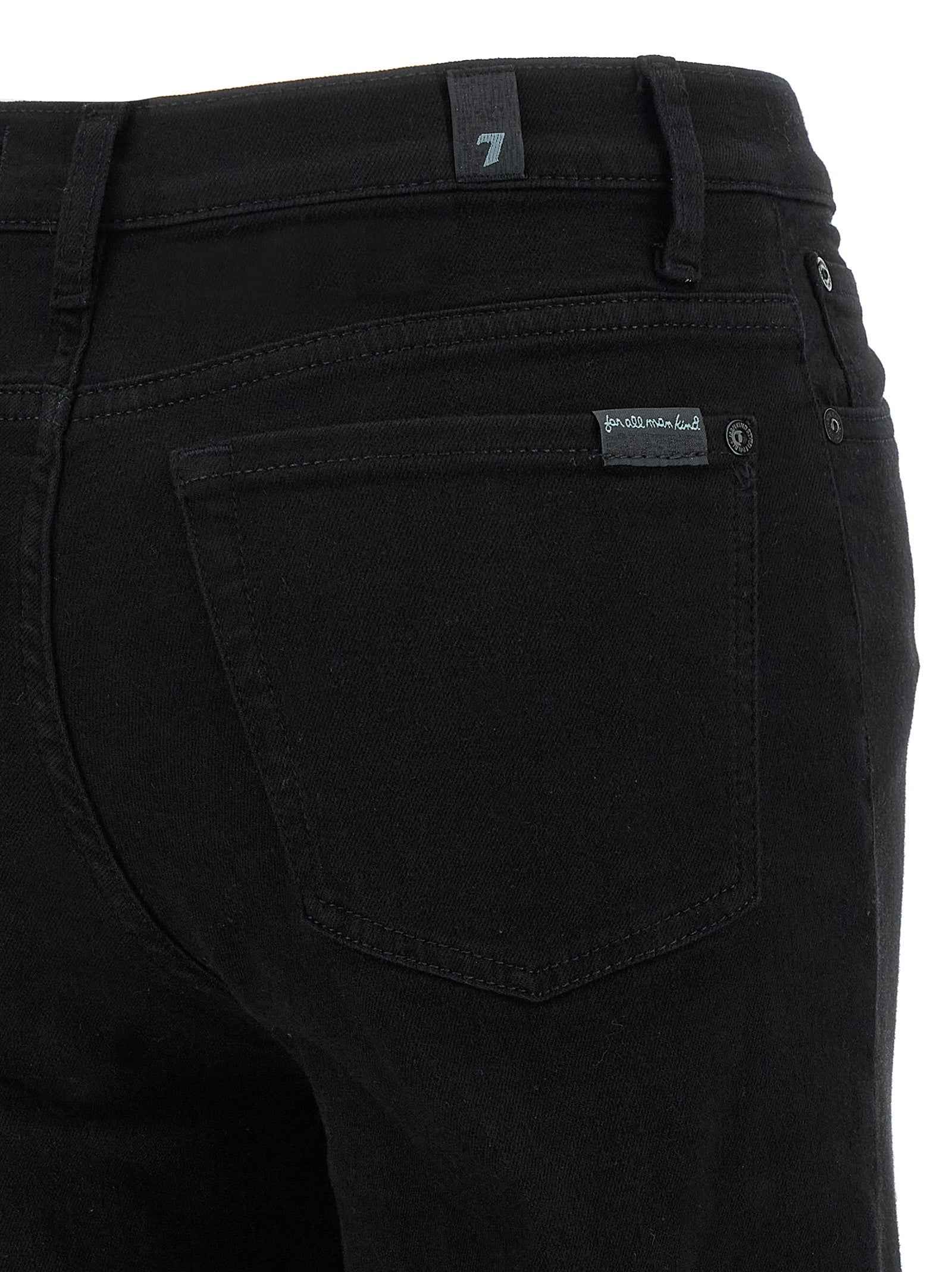 7 For All Mankind Black Cotton Flared Jeans