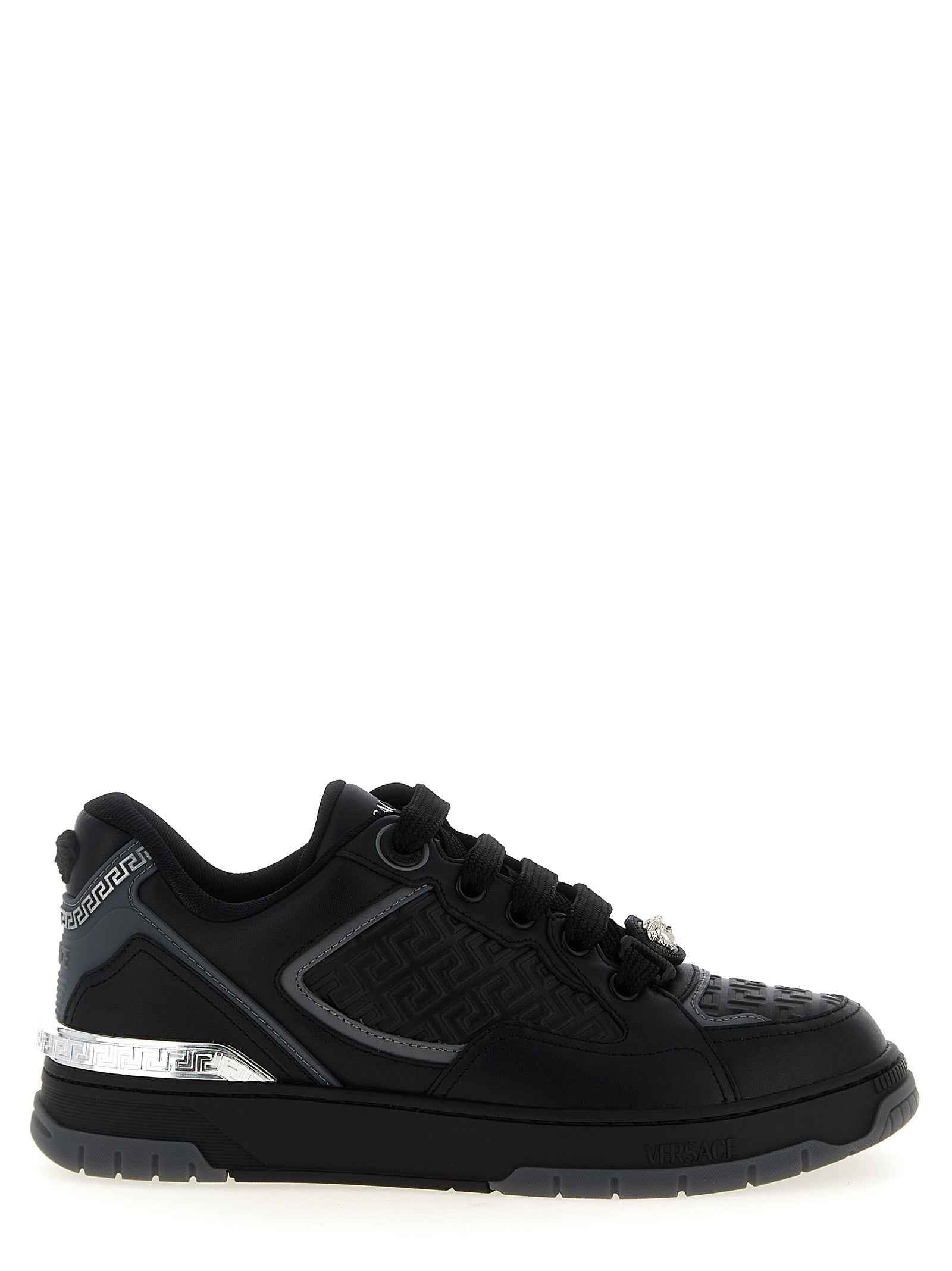 Versace Black Calfskin Athletic Sneakers