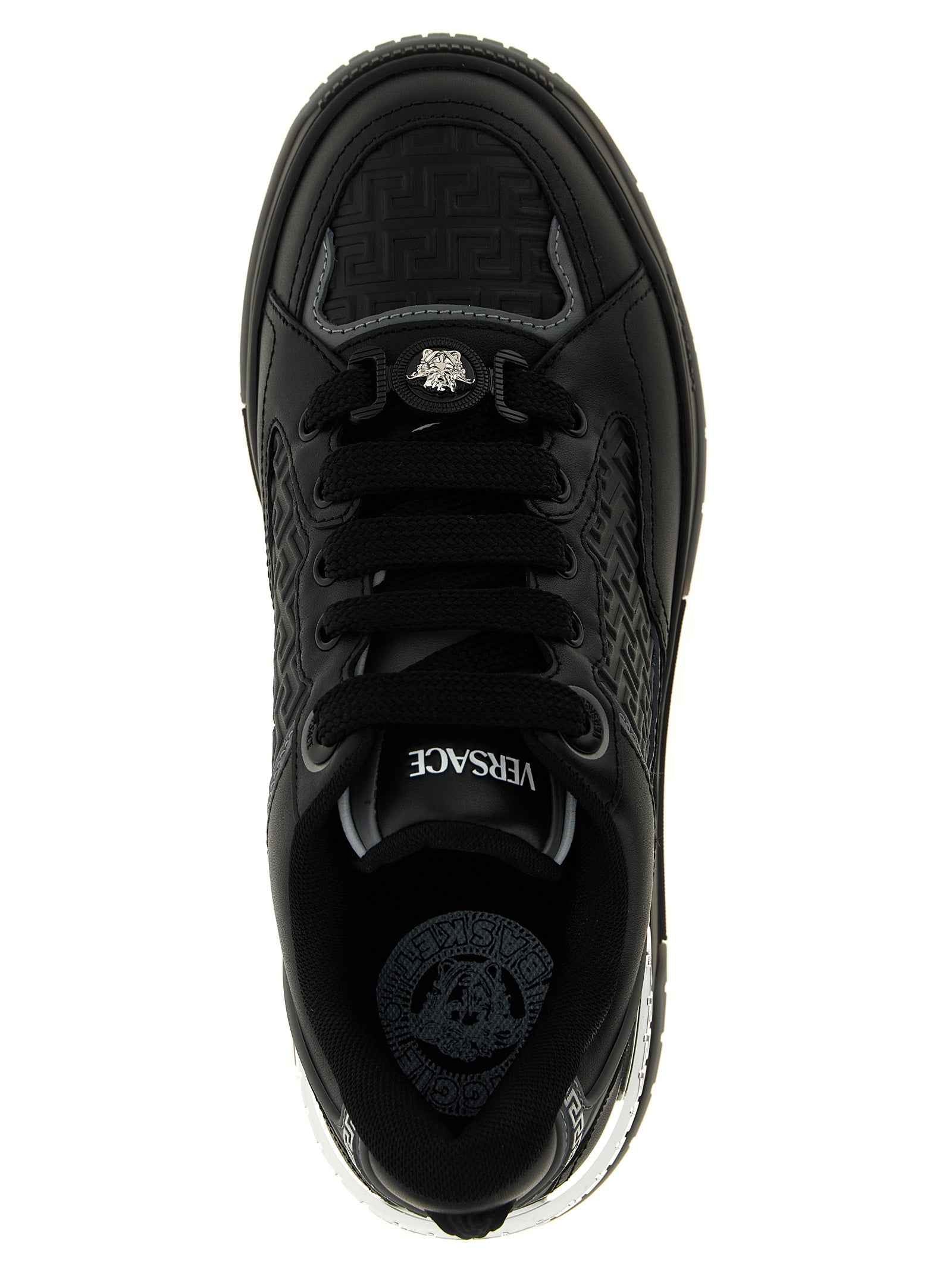 Versace Black Calfskin Athletic Sneakers