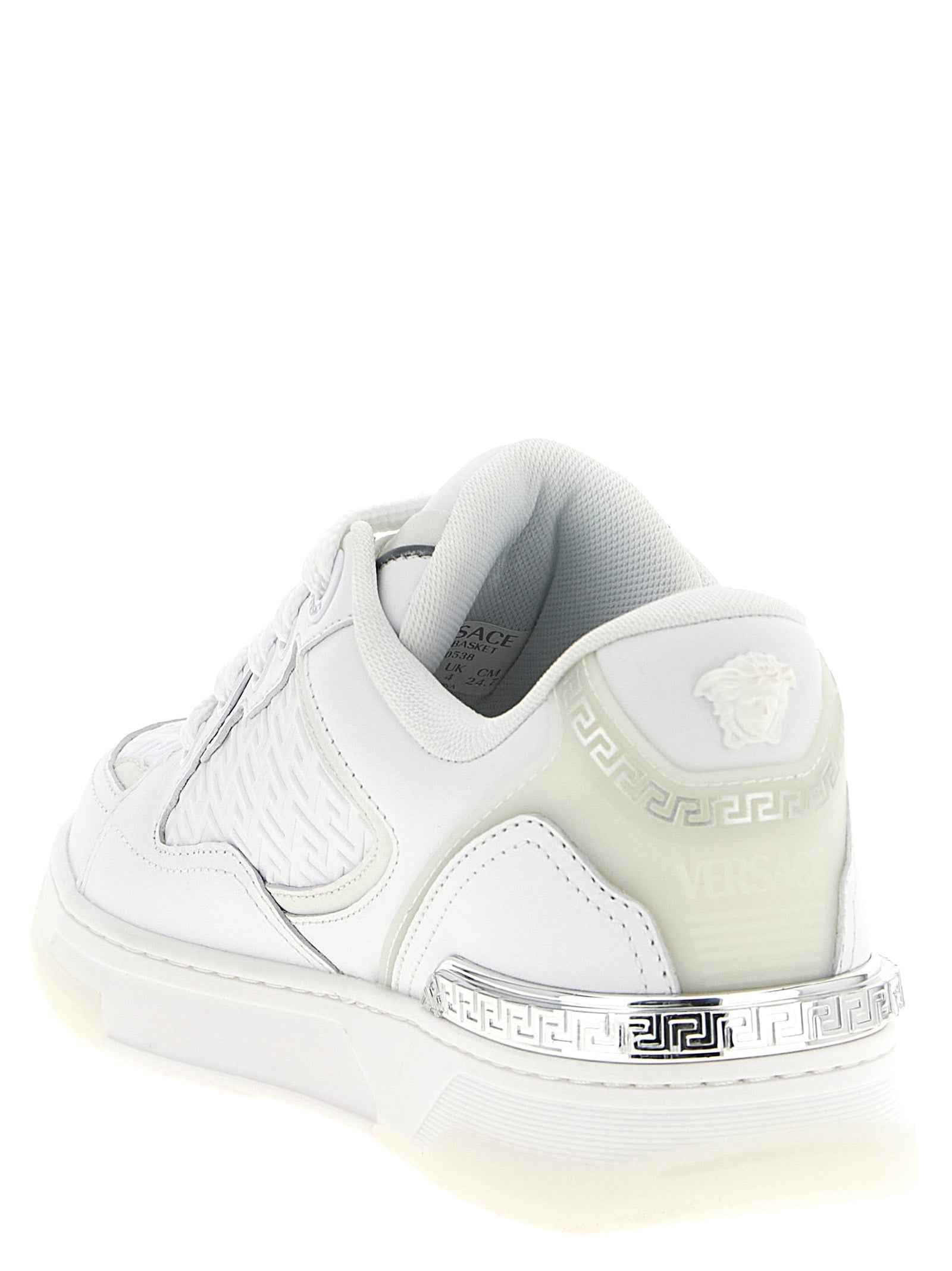 Versace White Calfskin Low Top Sneakers