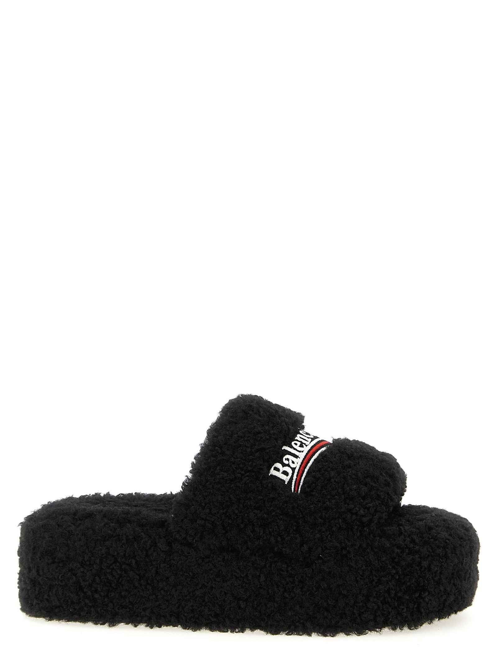 Balenciaga Black Polyester Slides