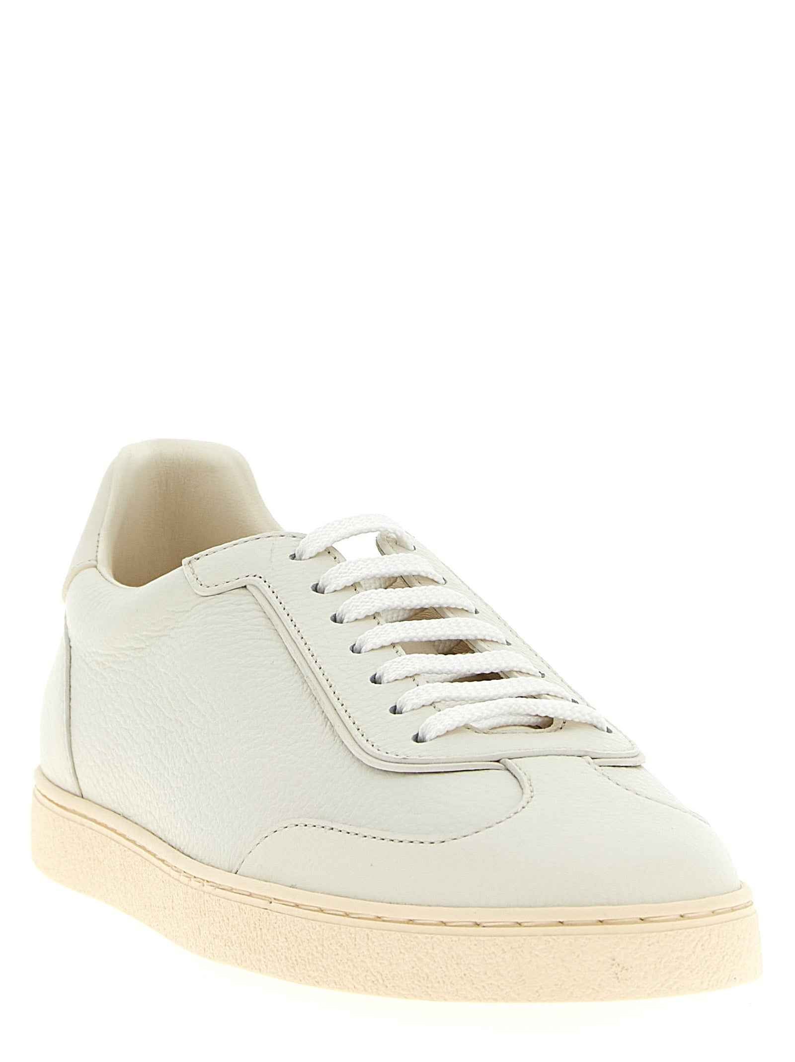 Brunello Cucinelli White Goatskin Low Top Sneakers