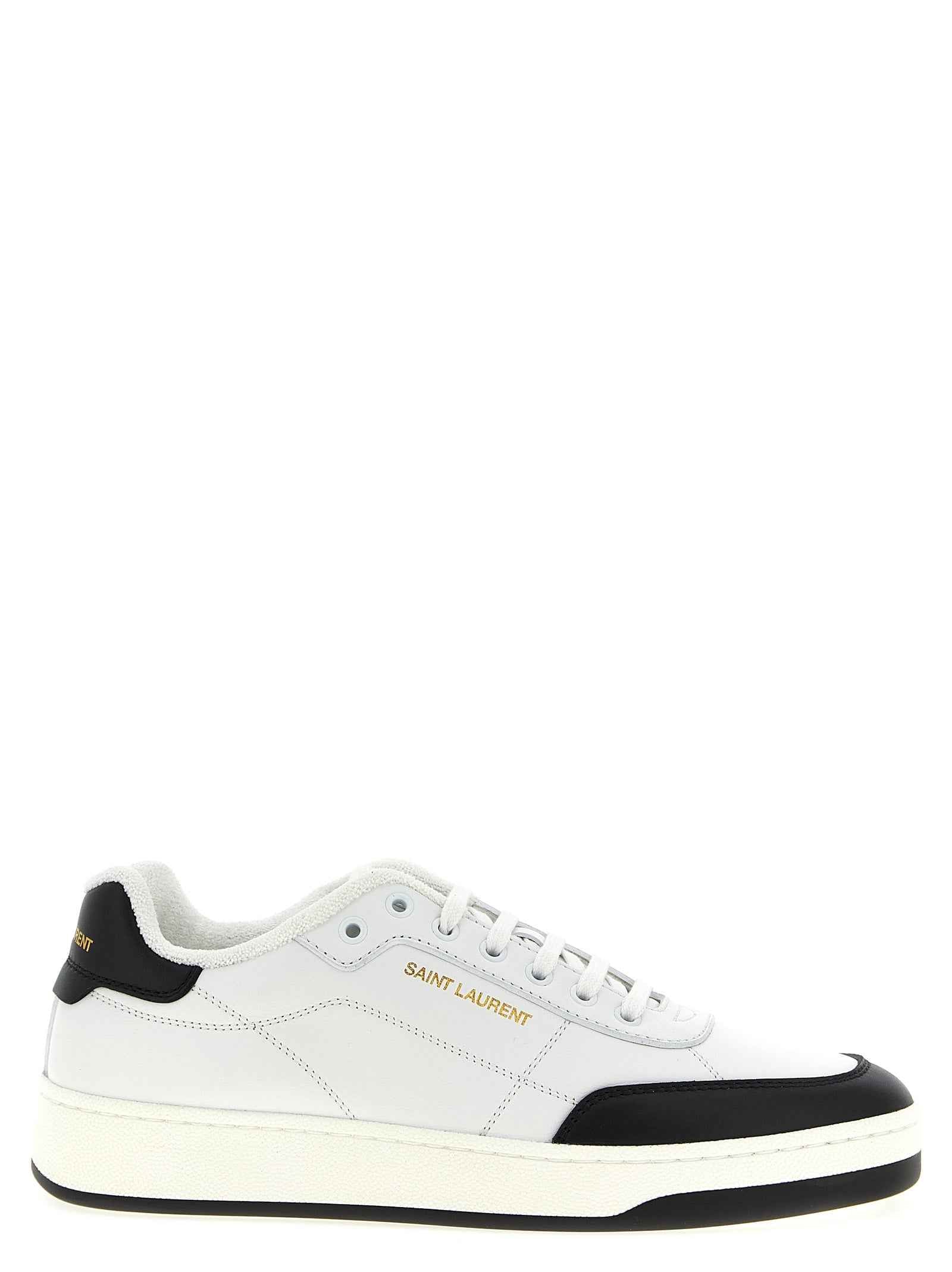Saint Laurent Bicolor Calfskin Low Top Sneakers