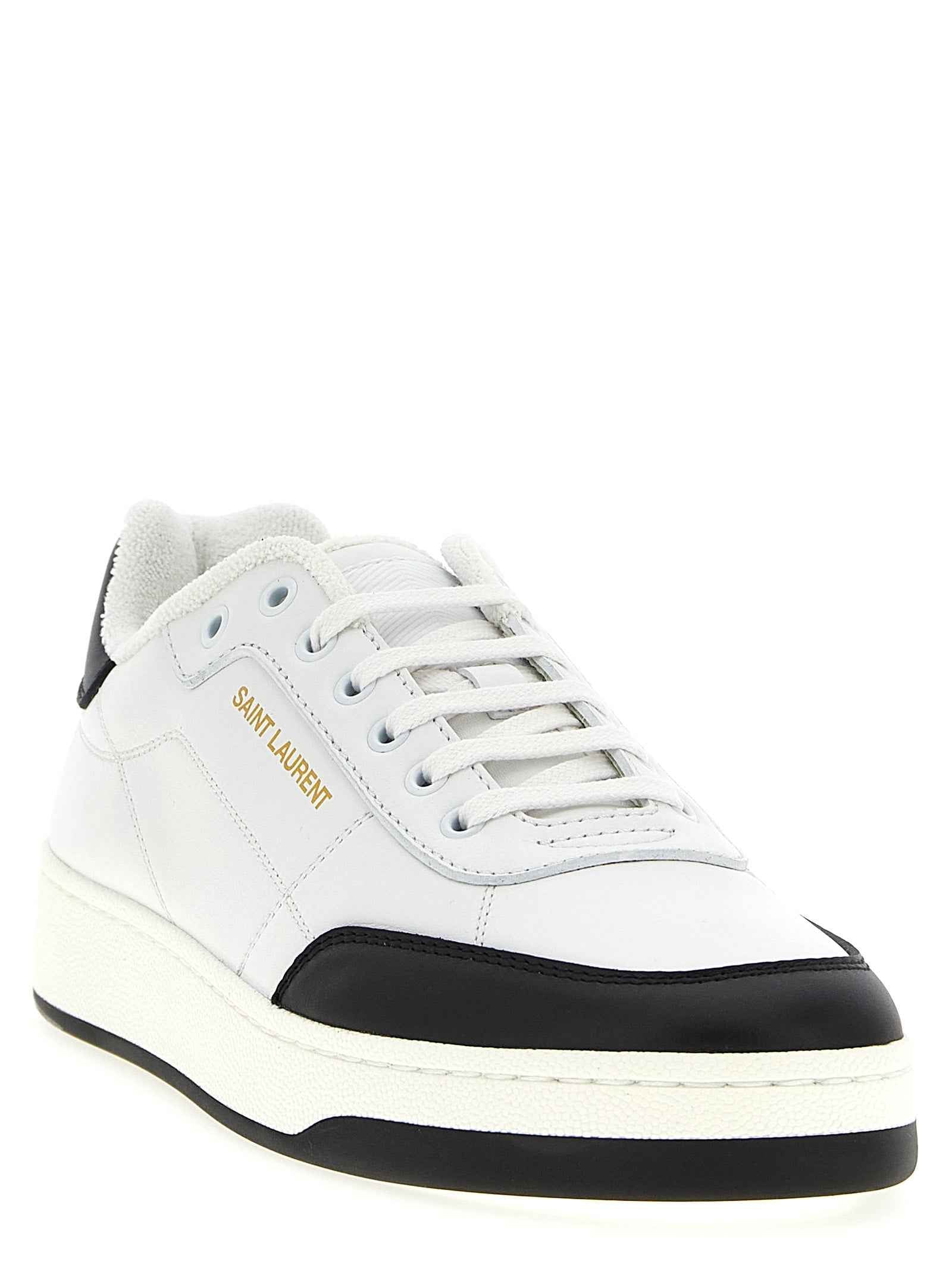 Saint Laurent Bicolor Calfskin Low Top Sneakers