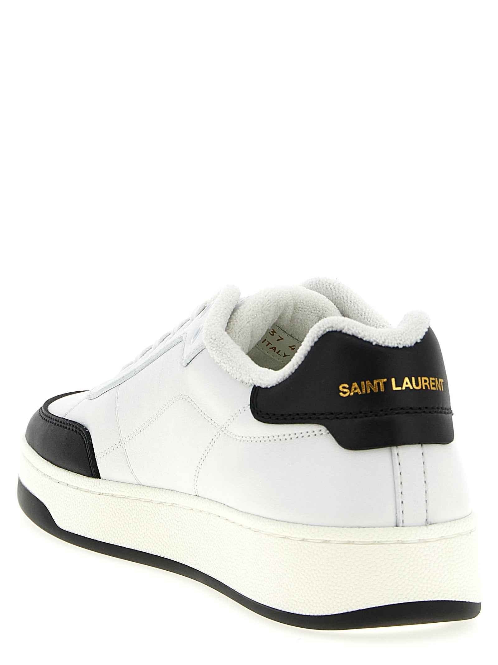 Saint Laurent Bicolor Calfskin Low Top Sneakers