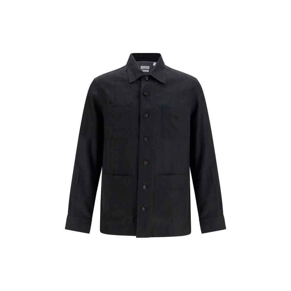 Brunello Cucinelli Black Linen Denim Jacket
