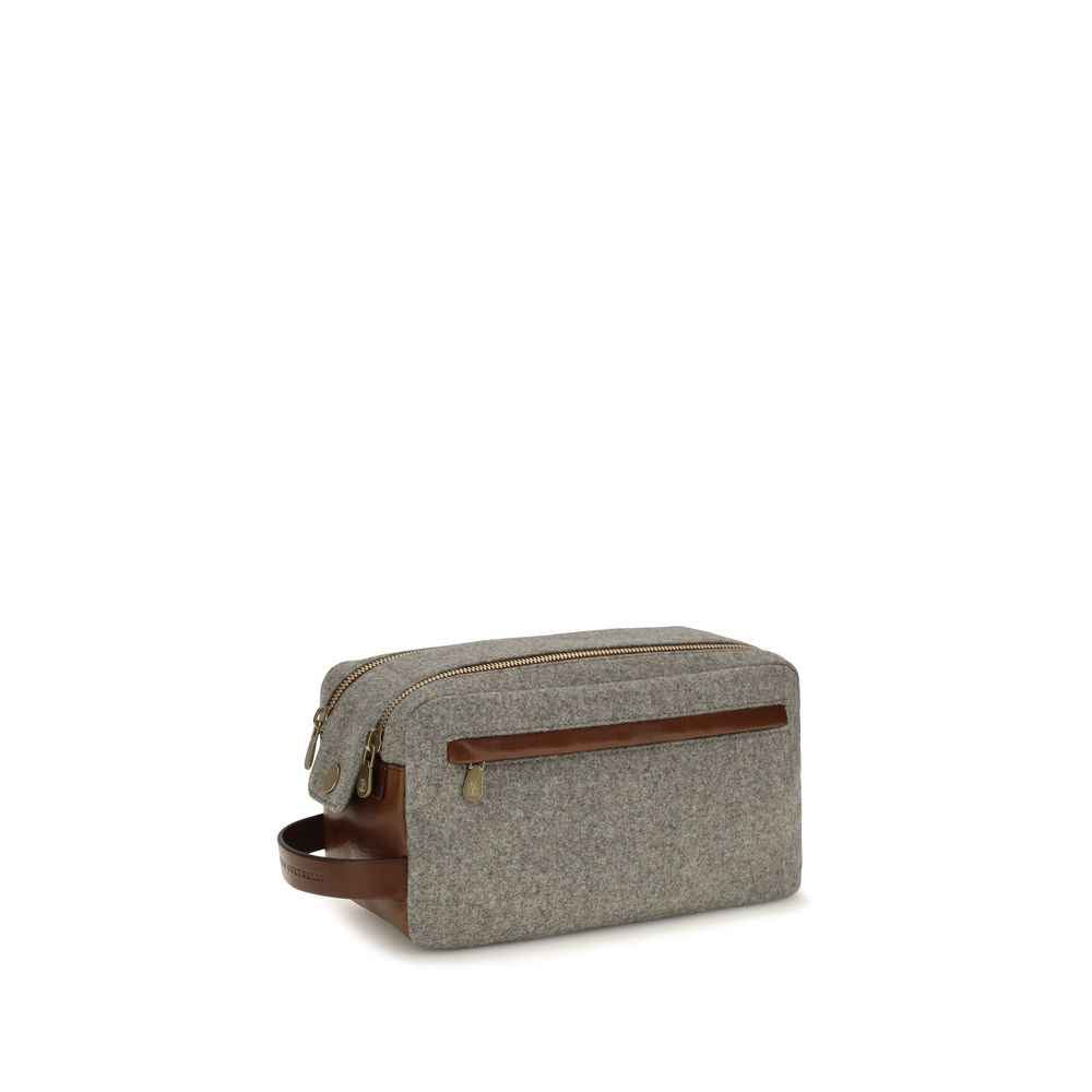 Brunello Cucinelli Gray Wool Oves Aries Wallet
