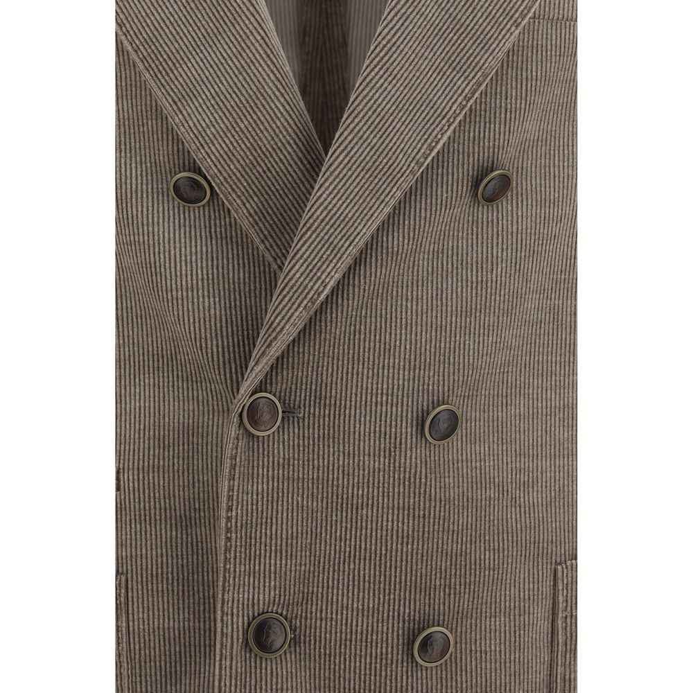 Brunello Cucinelli Gray Cotton Full-Length Jacket