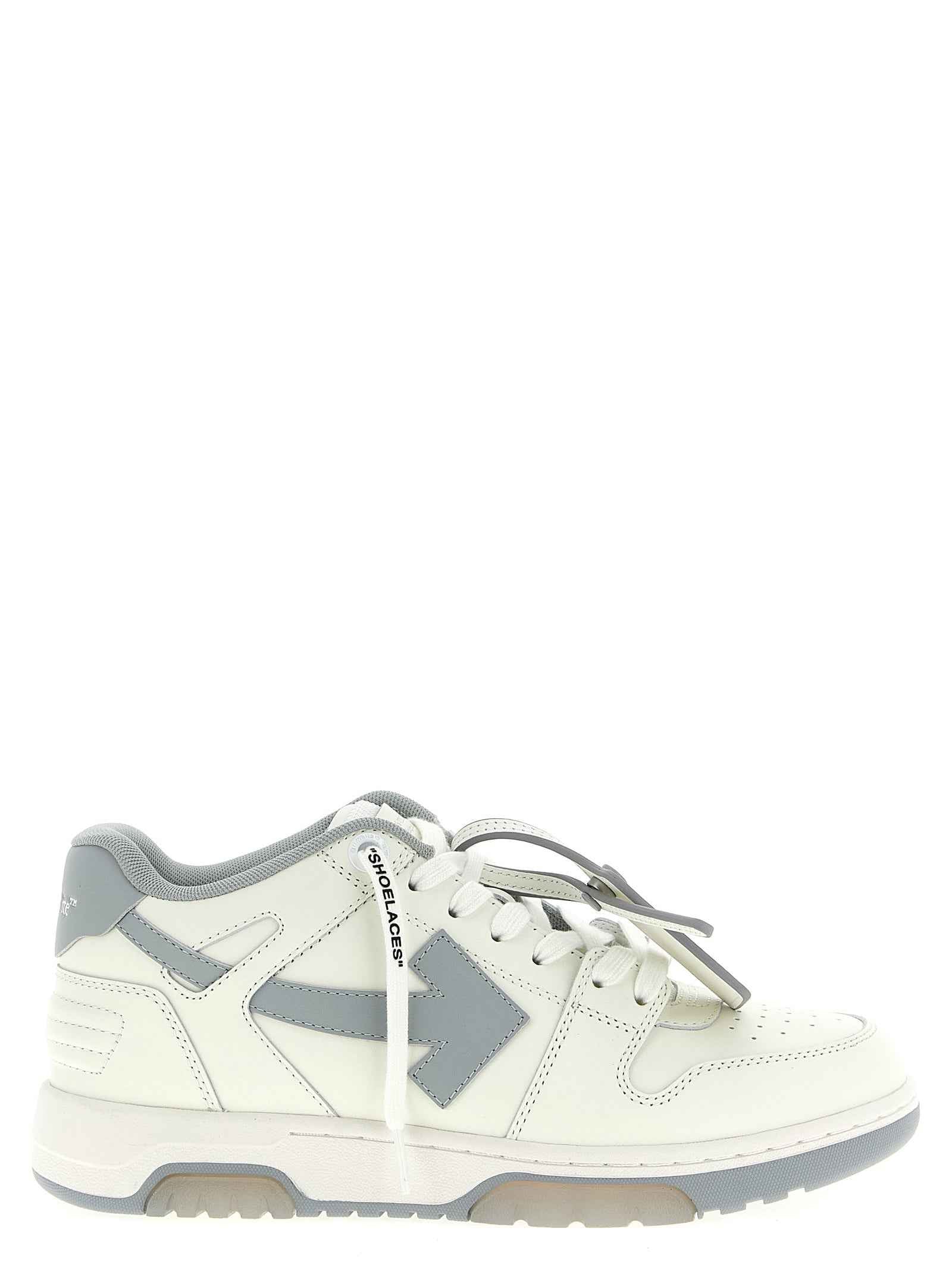 Off-White Gray Leather Low Top Sneakers