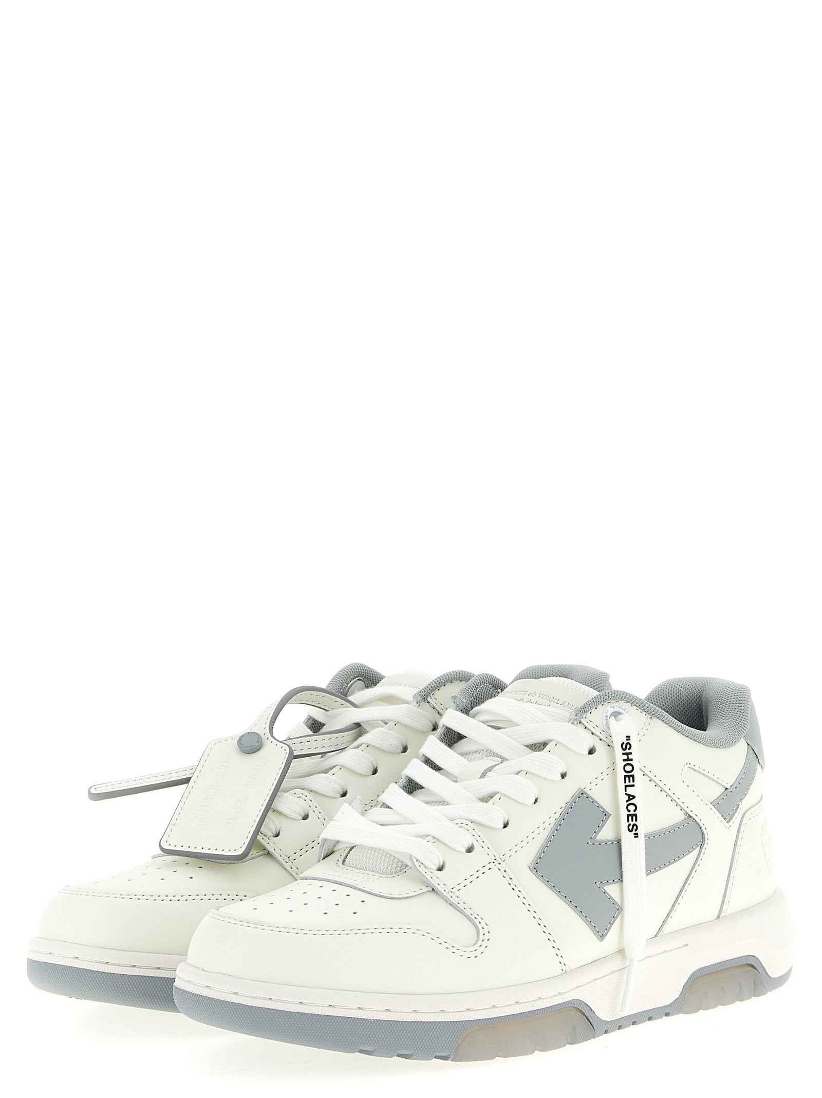 Off-White Gray Leather Low Top Sneakers