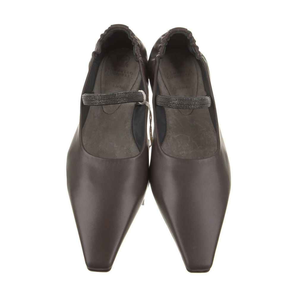Brunello Cucinelli Brown Leather Ballet Flats