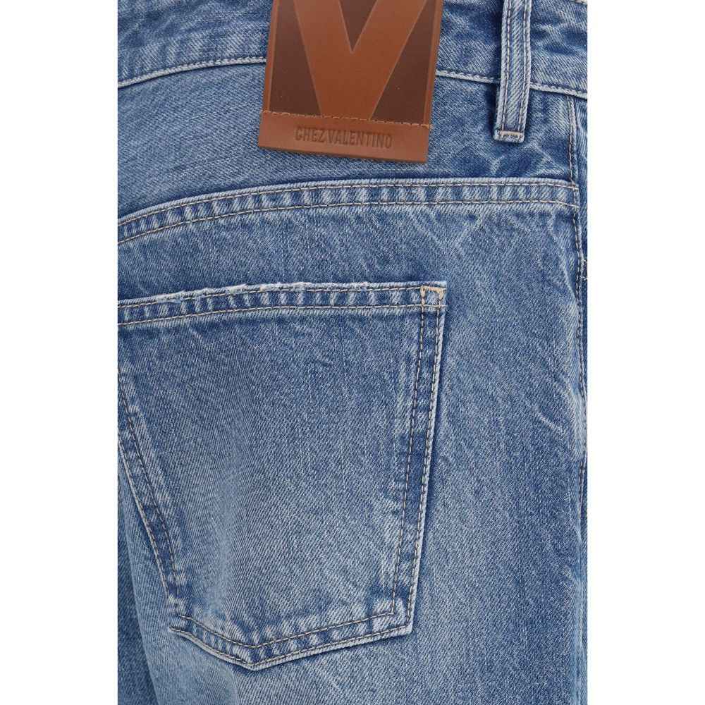 Valentino Blue Cotton Straight-Leg Jeans