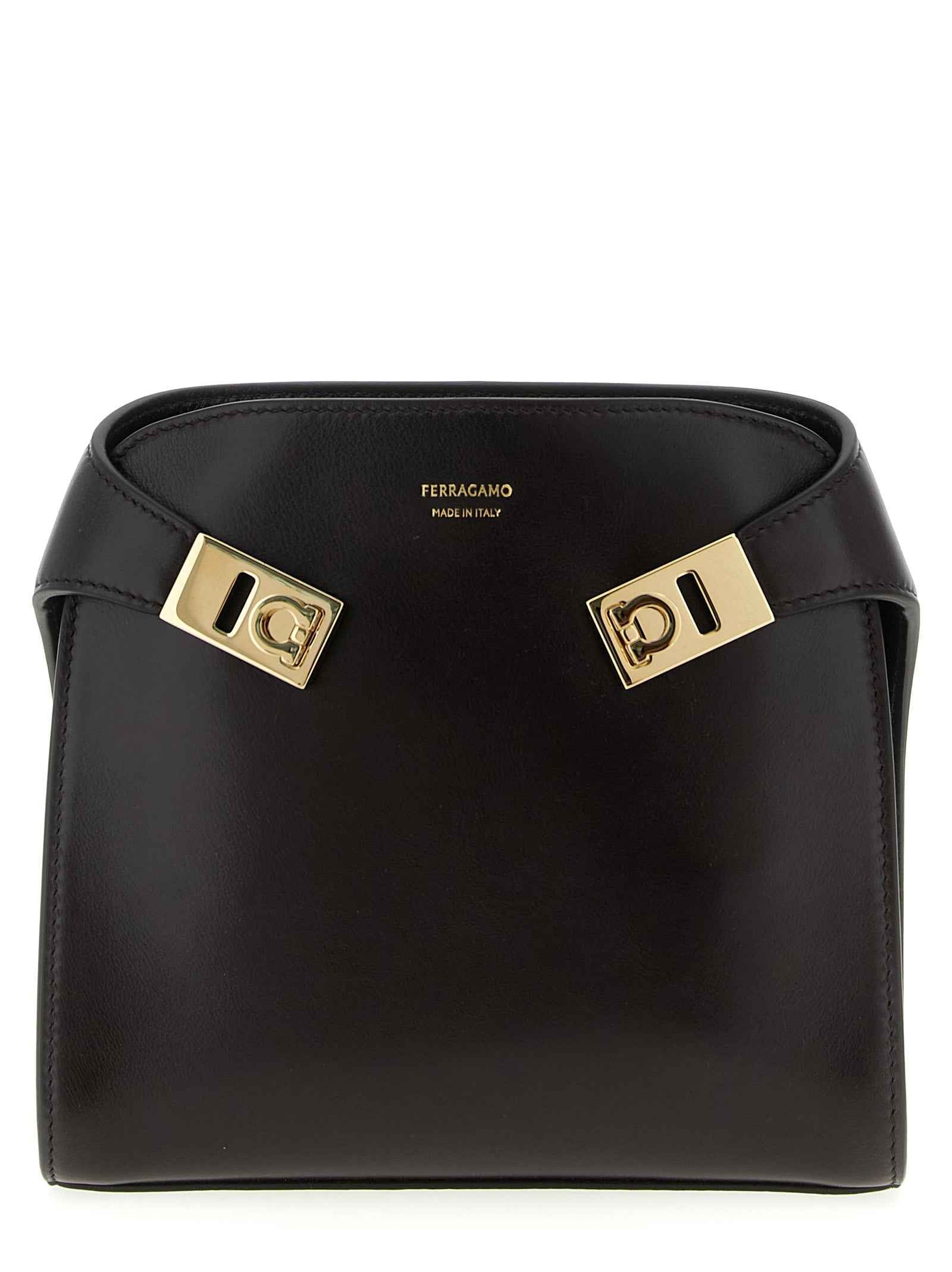 Ferragamo Brown Calfskin Crossbody Bag