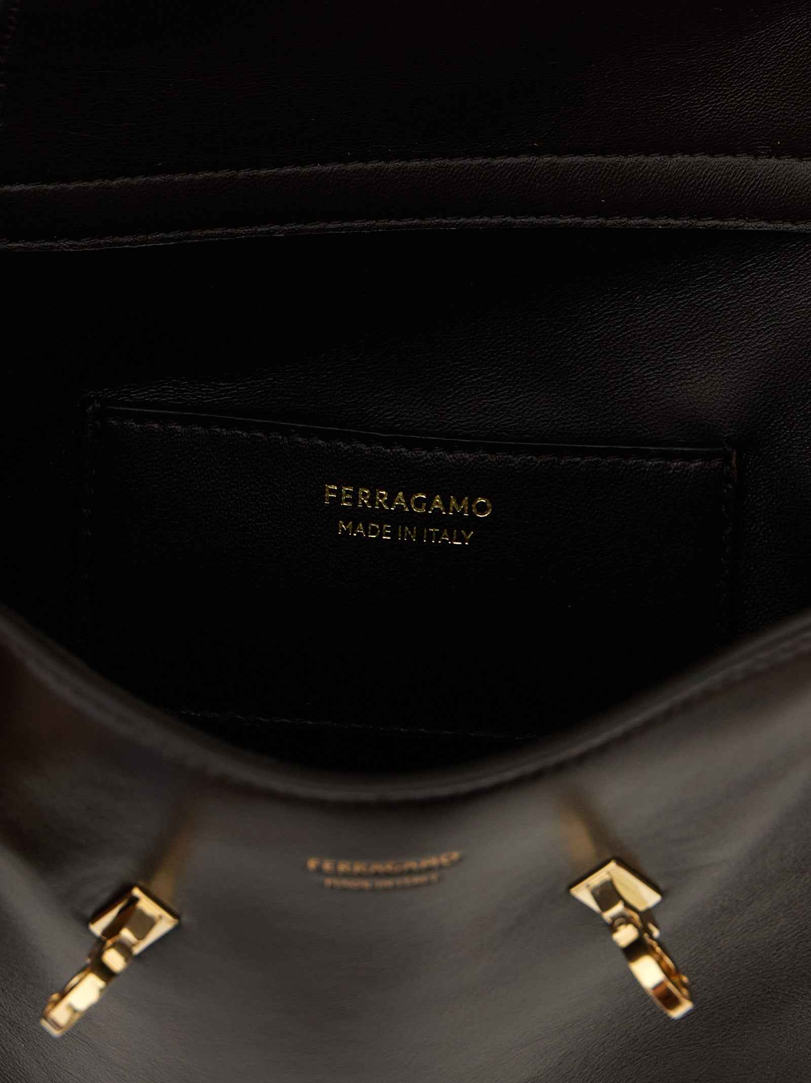 Ferragamo Brown Calfskin Crossbody Bag