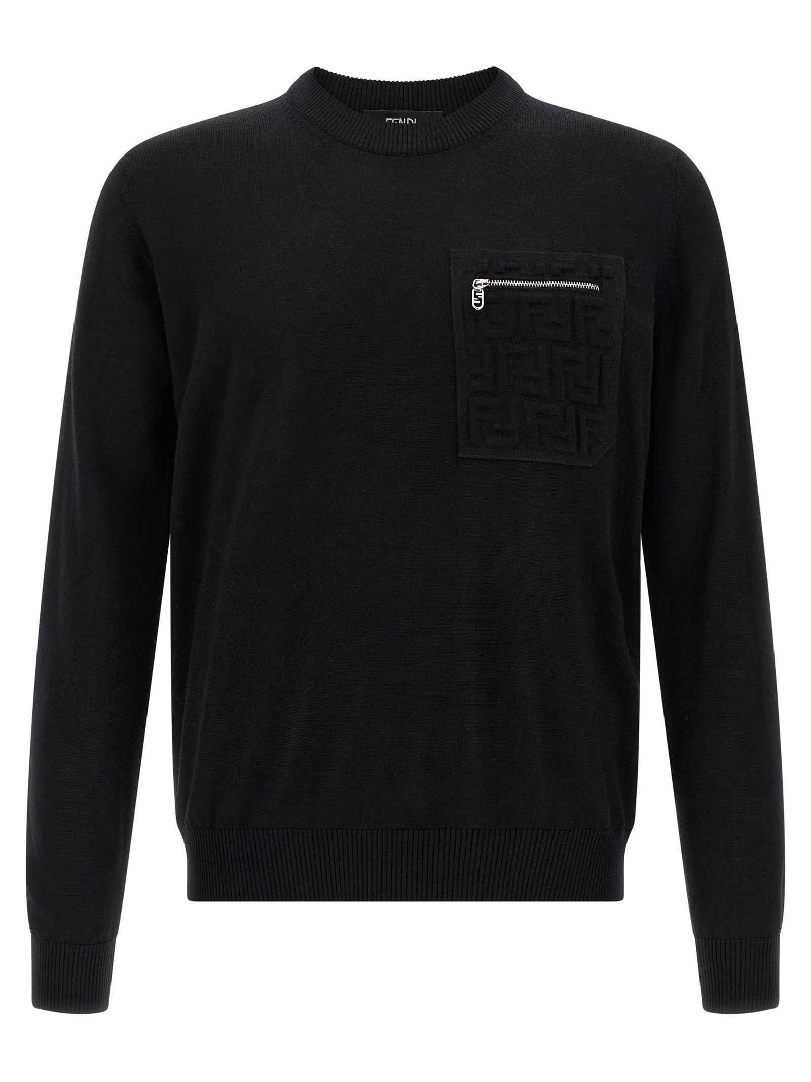 Fendi Black Virgin Wool Cardigan