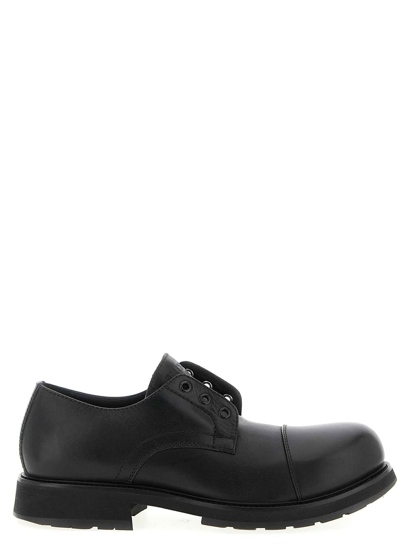 Balenciaga Black Bull Skin Slip-On Loafers