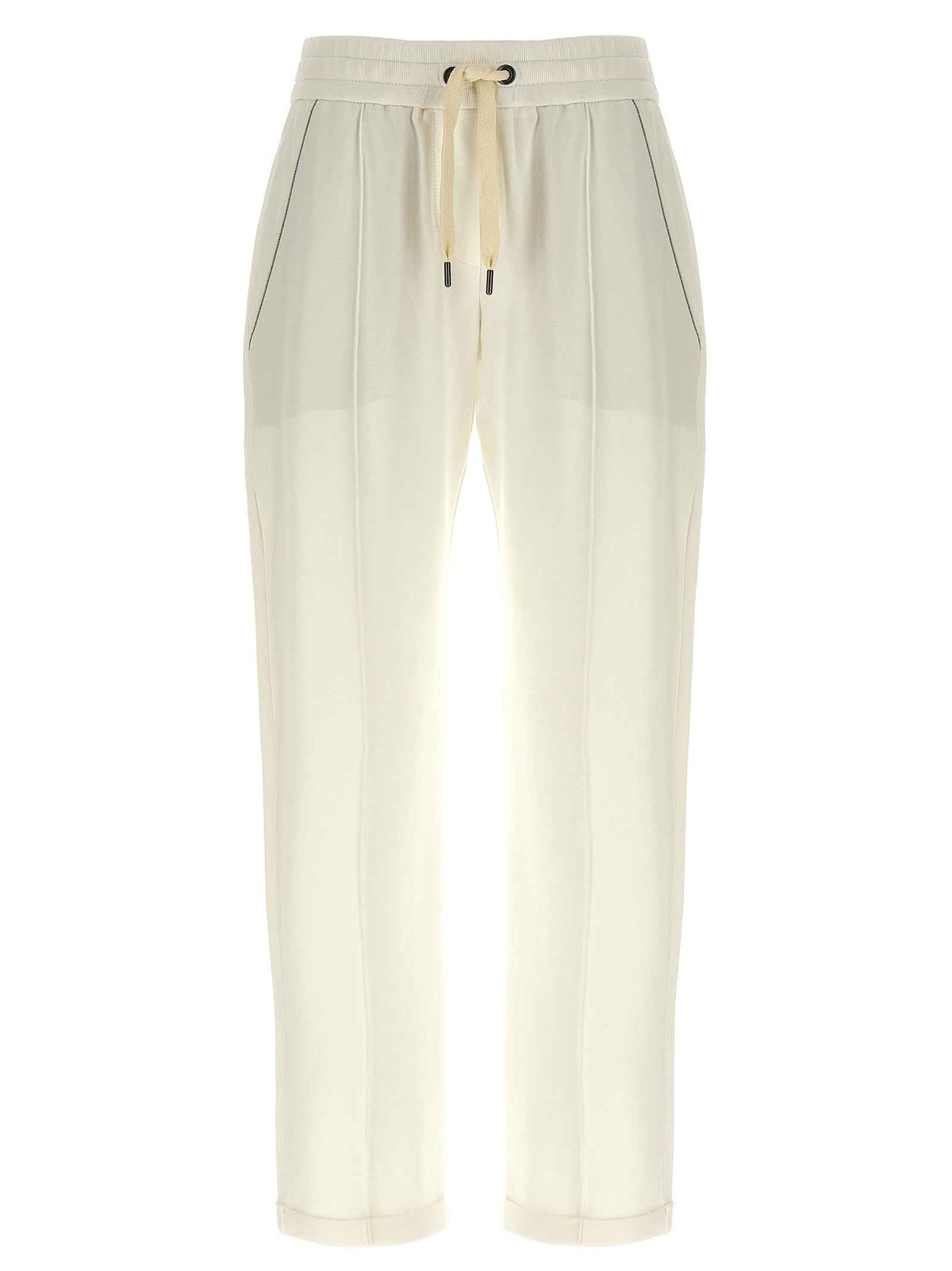 Brunello Cucinelli White Cotton Joggers (Workout Pants)