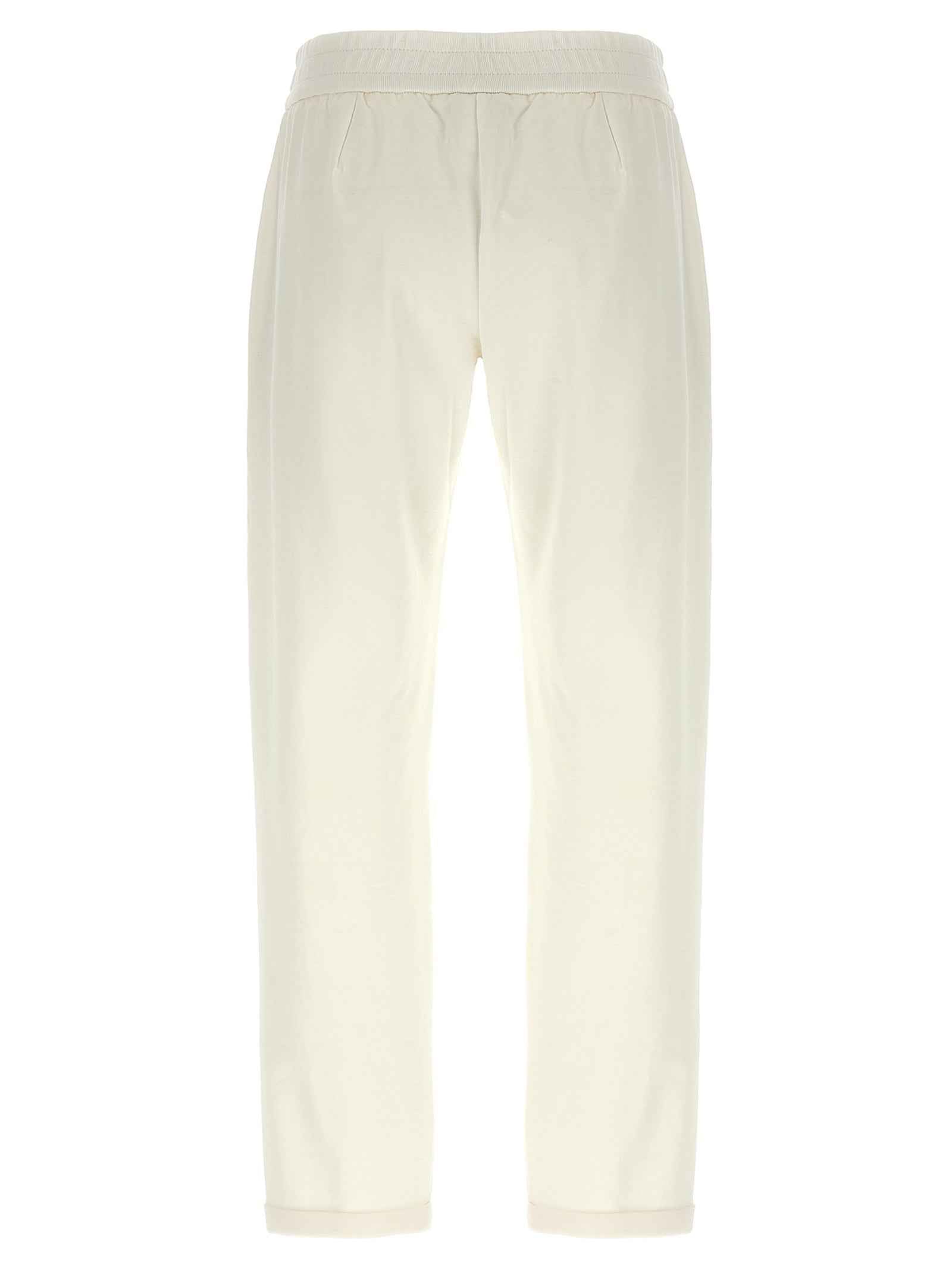Brunello Cucinelli White Cotton Joggers (Workout Pants)