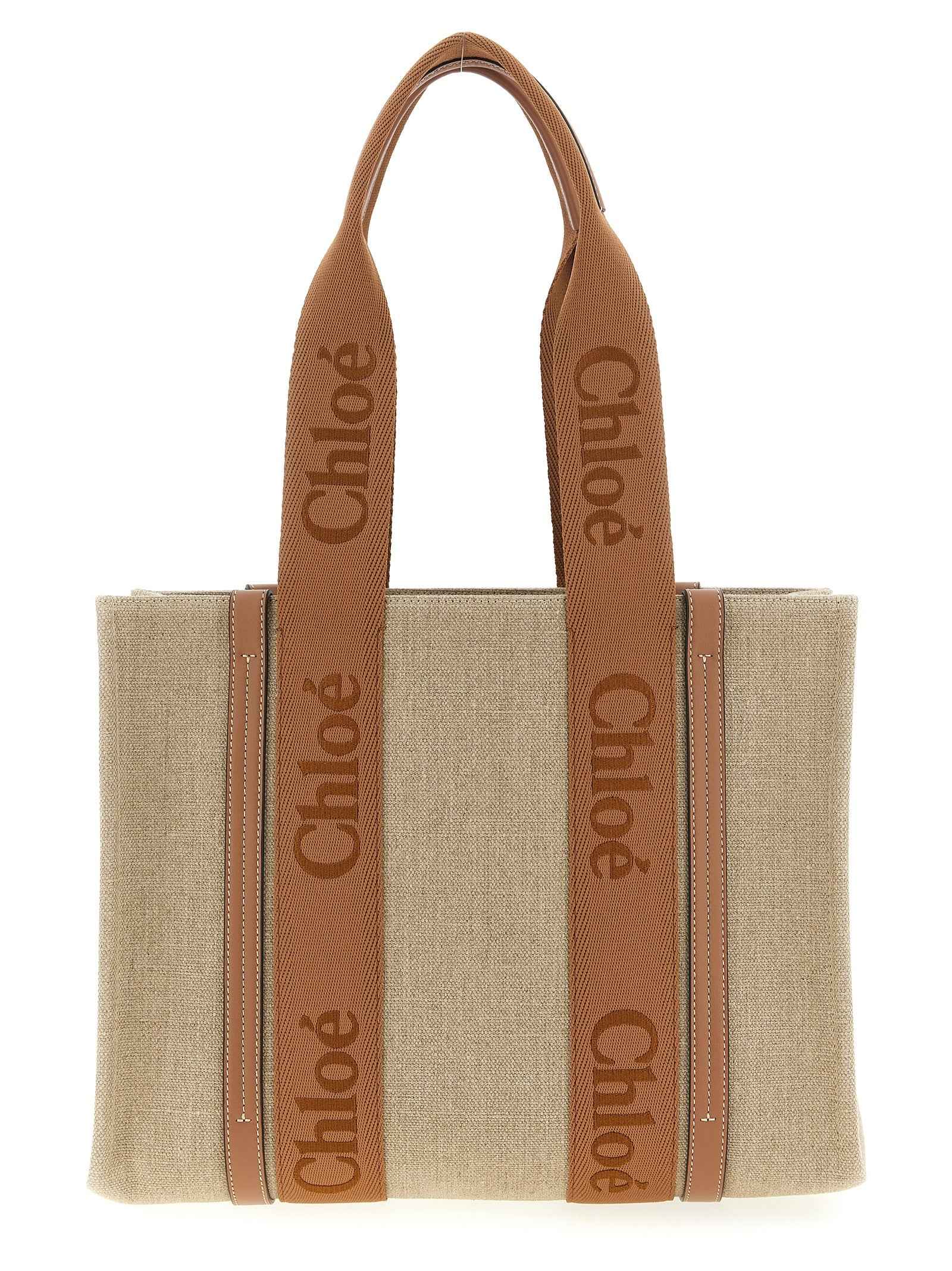 Chloé Brown Linen Tote Bag