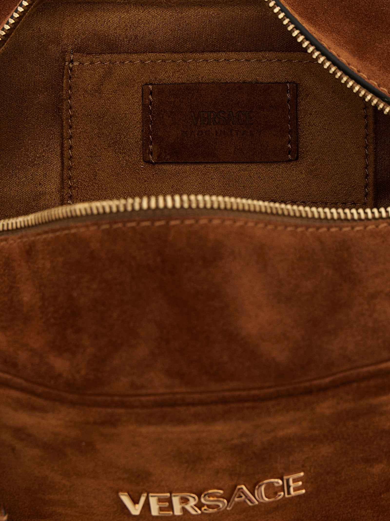 Versace Brown Calfskin Shoulder Bag