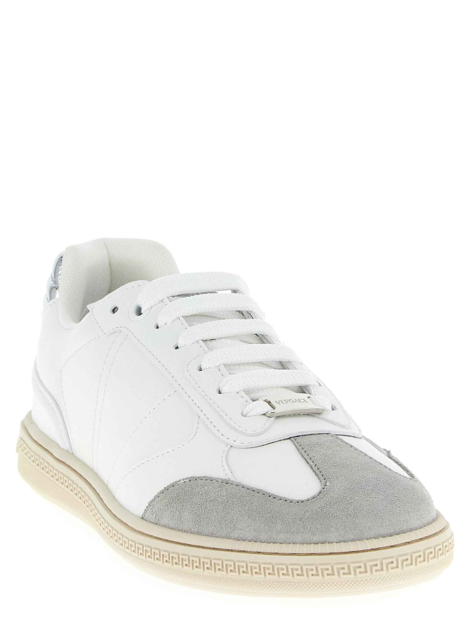 Versace White Calfskin Low Top Sneakers